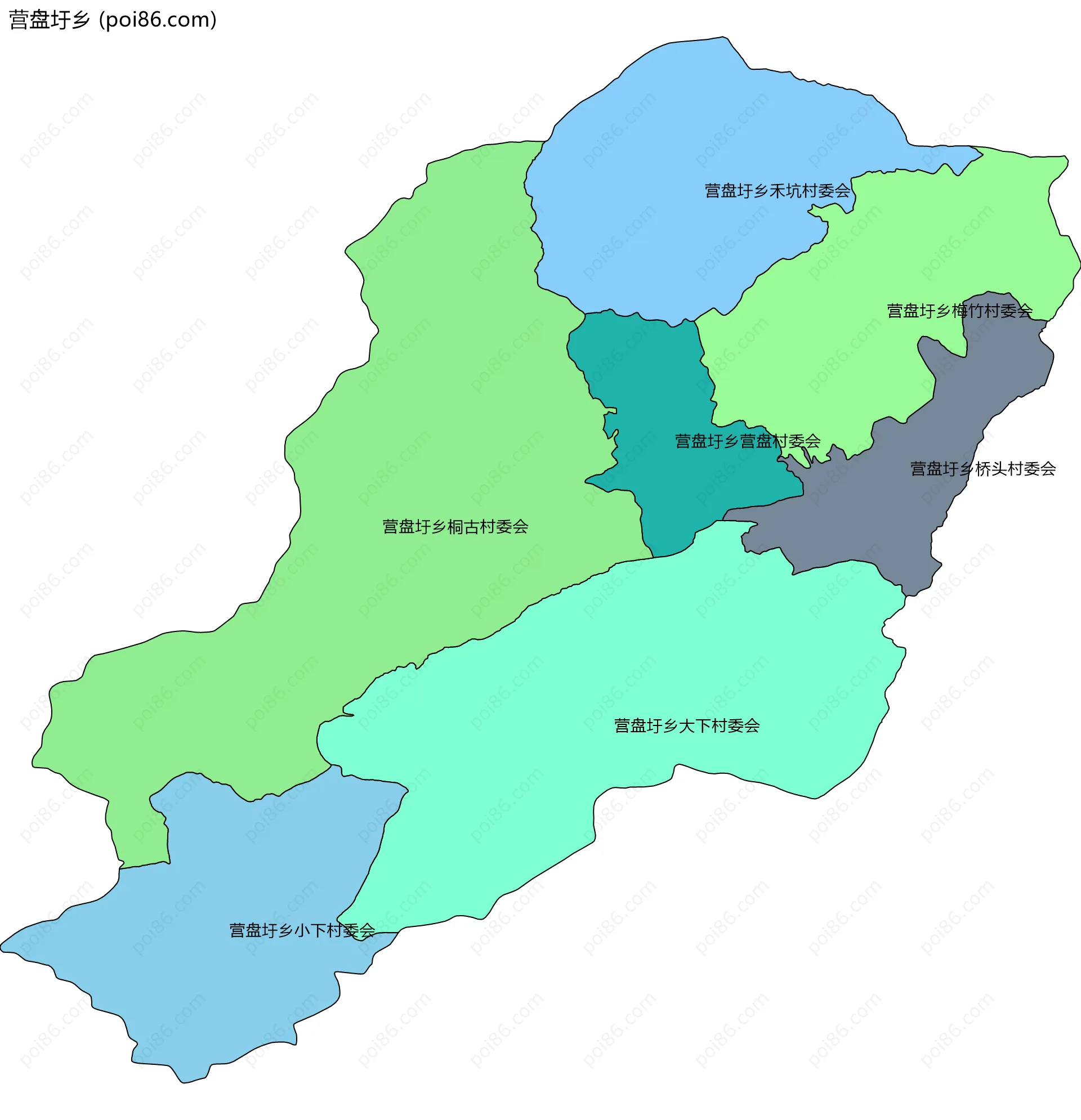 营盘圩乡边界地图(五级行政区划)