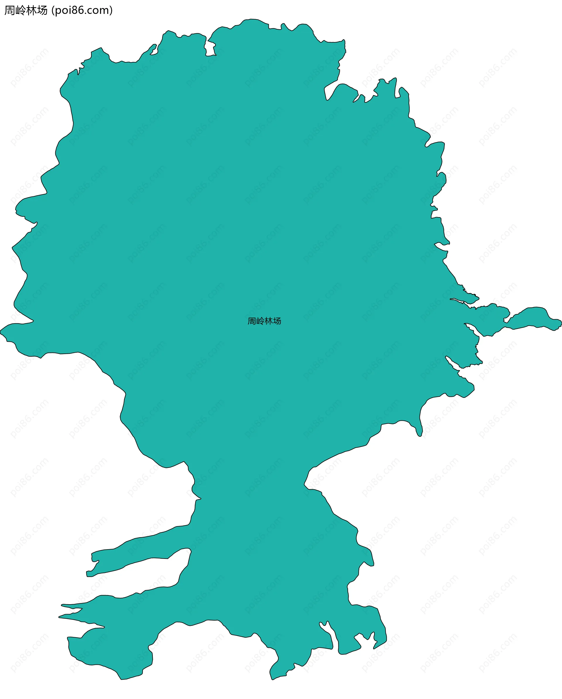 周岭林场边界地图(五级行政区划)