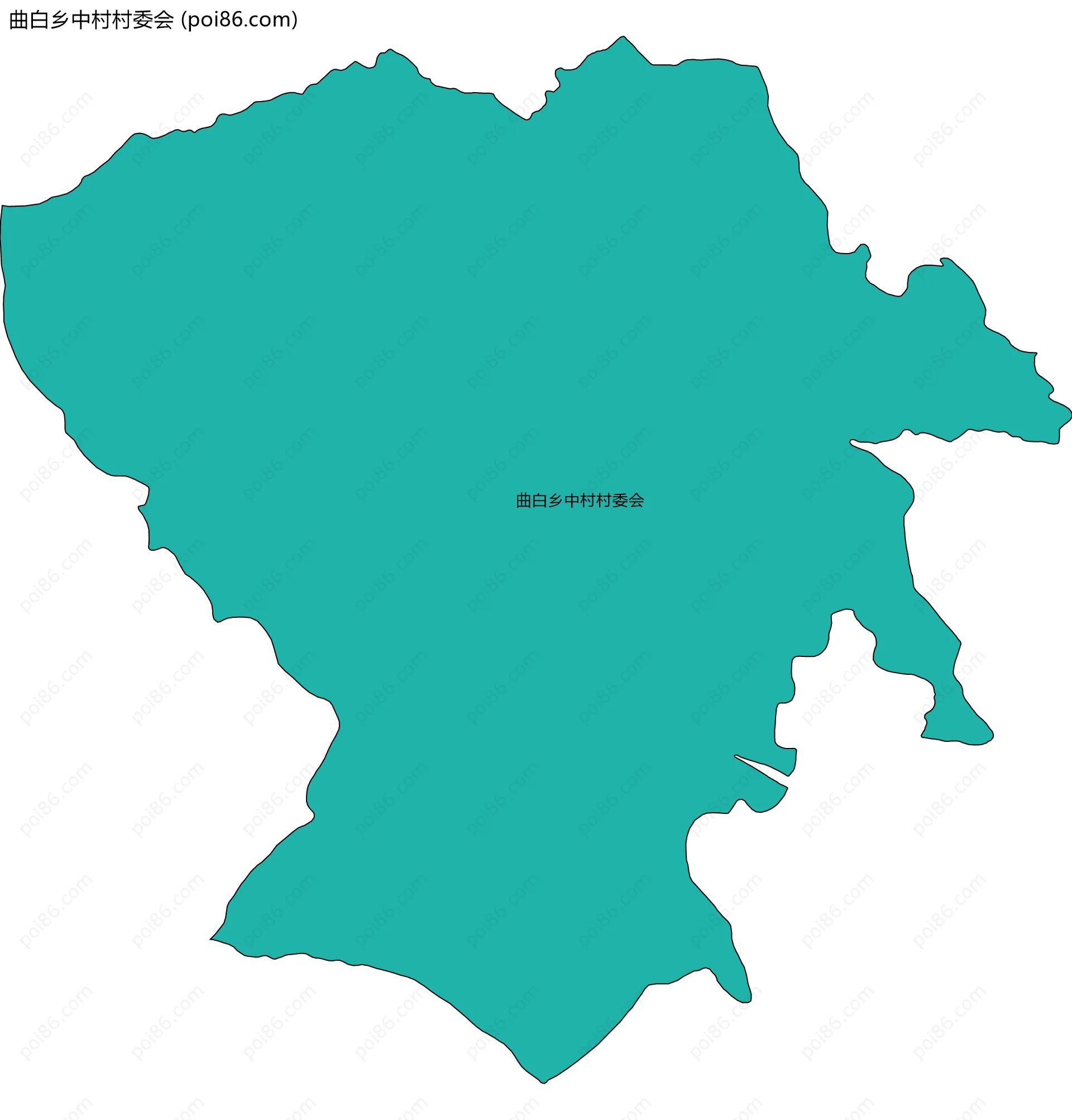 曲白乡中村村委会边界地图