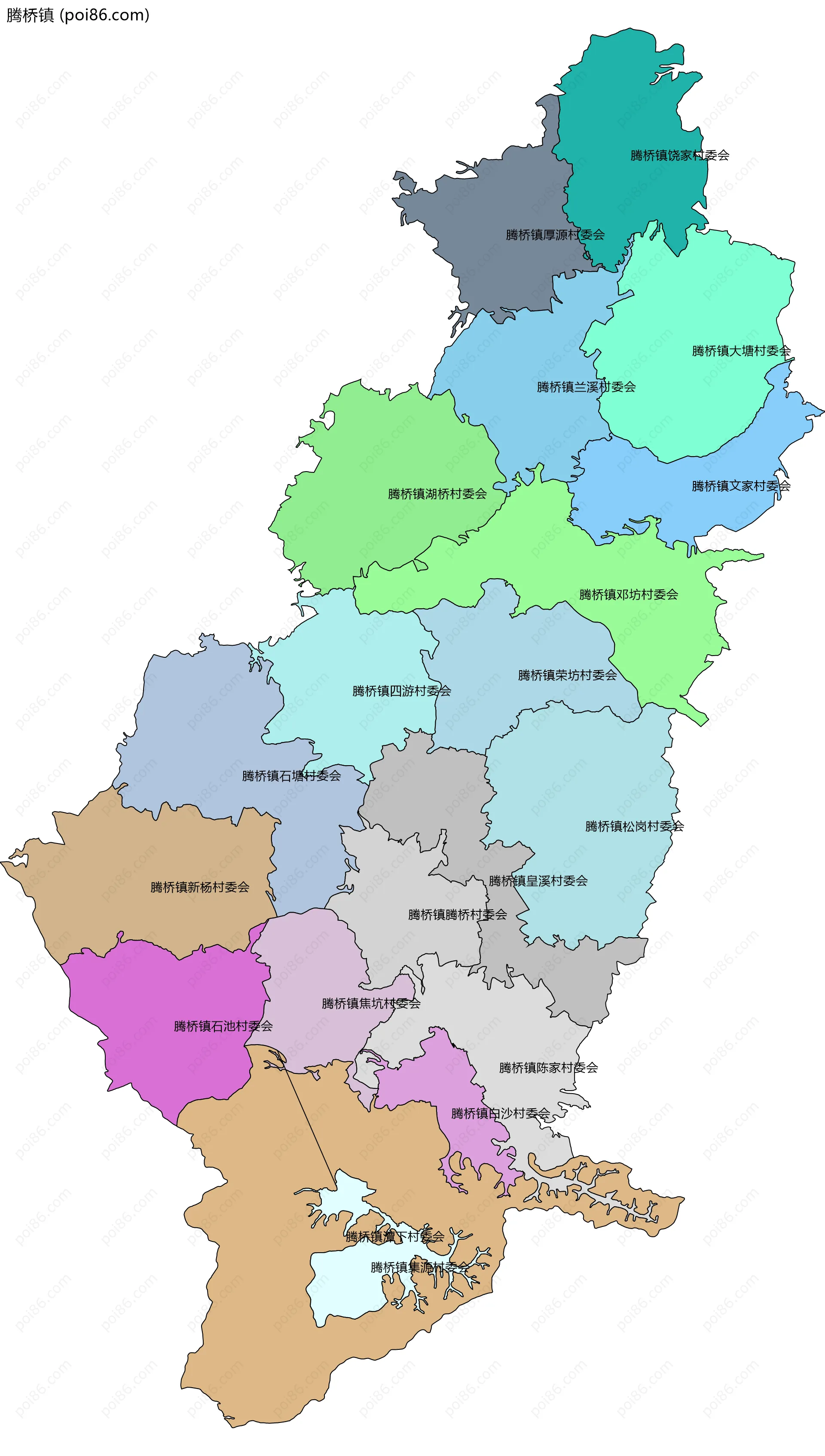 腾桥镇边界地图(五级行政区划)