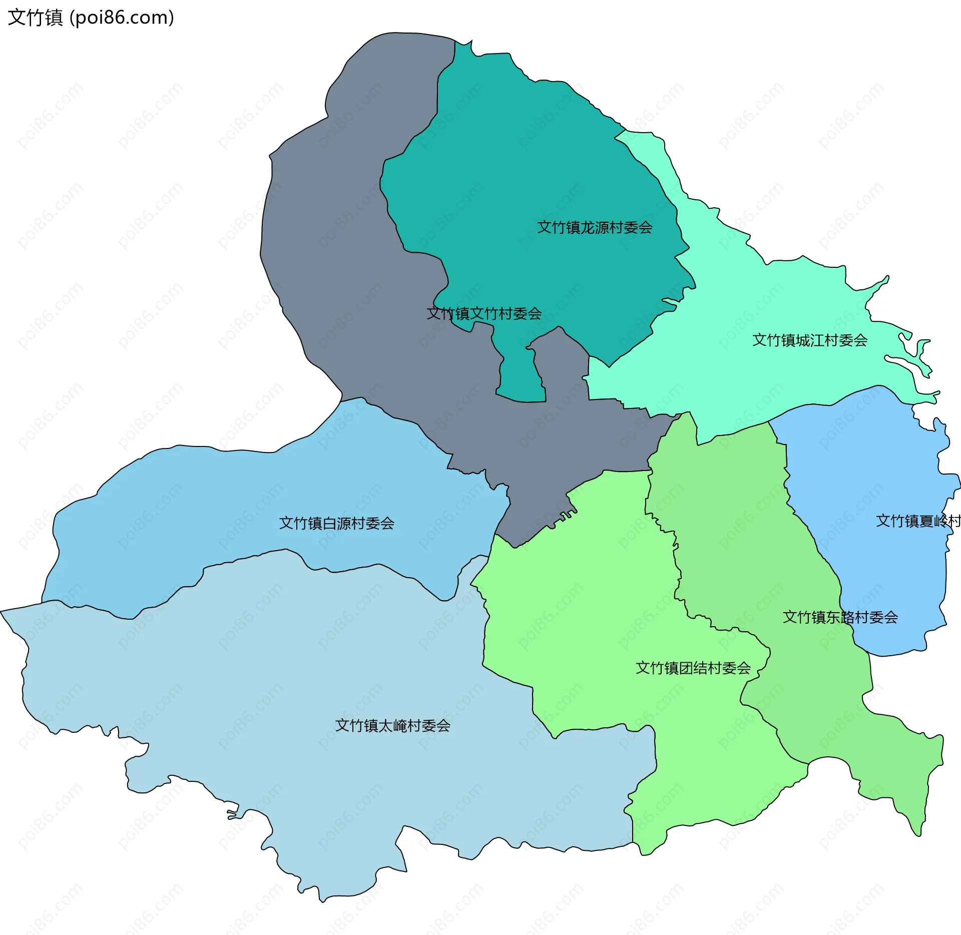 文竹镇边界地图(五级行政区划)
