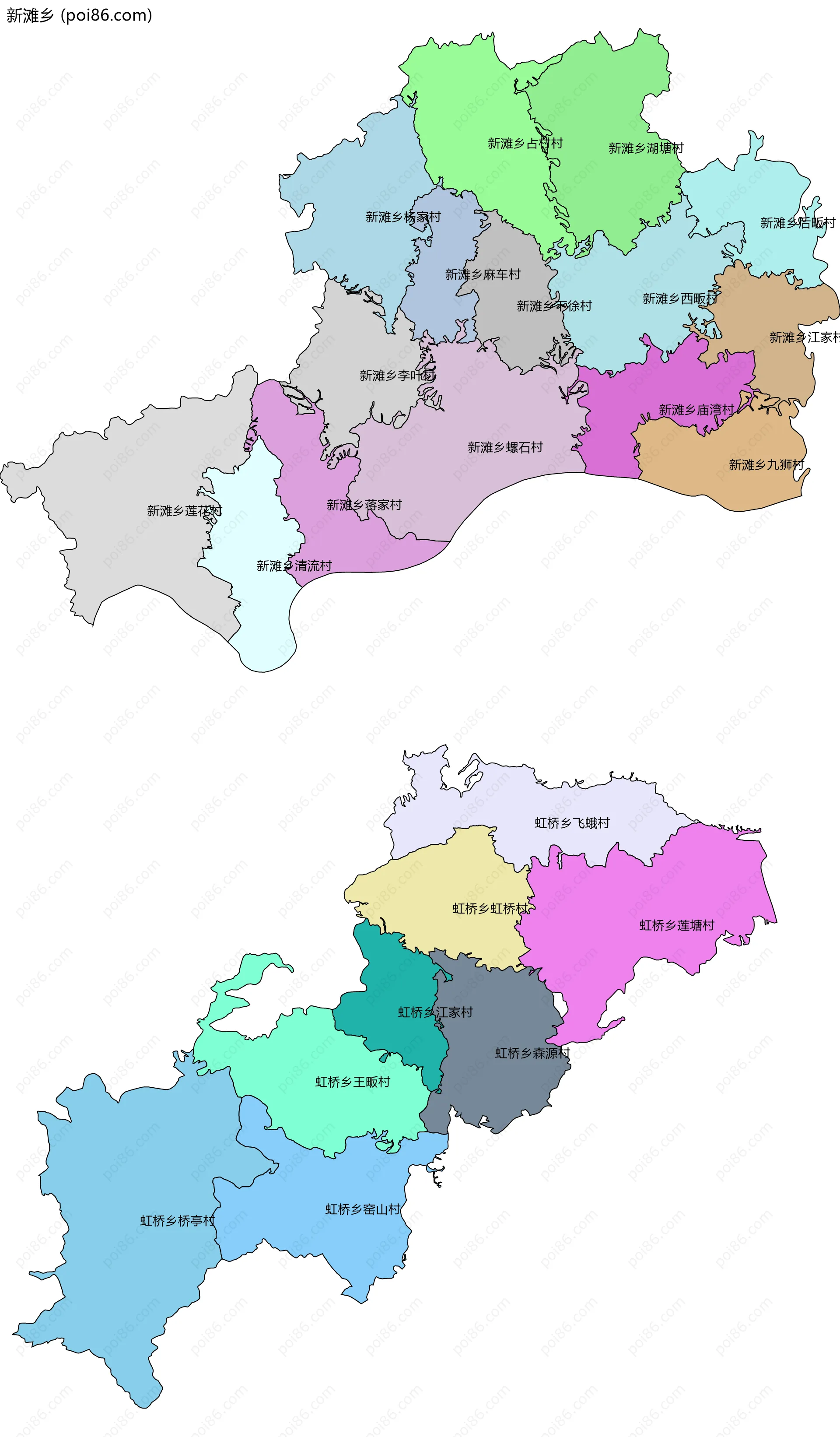 新滩乡边界地图(五级行政区划)