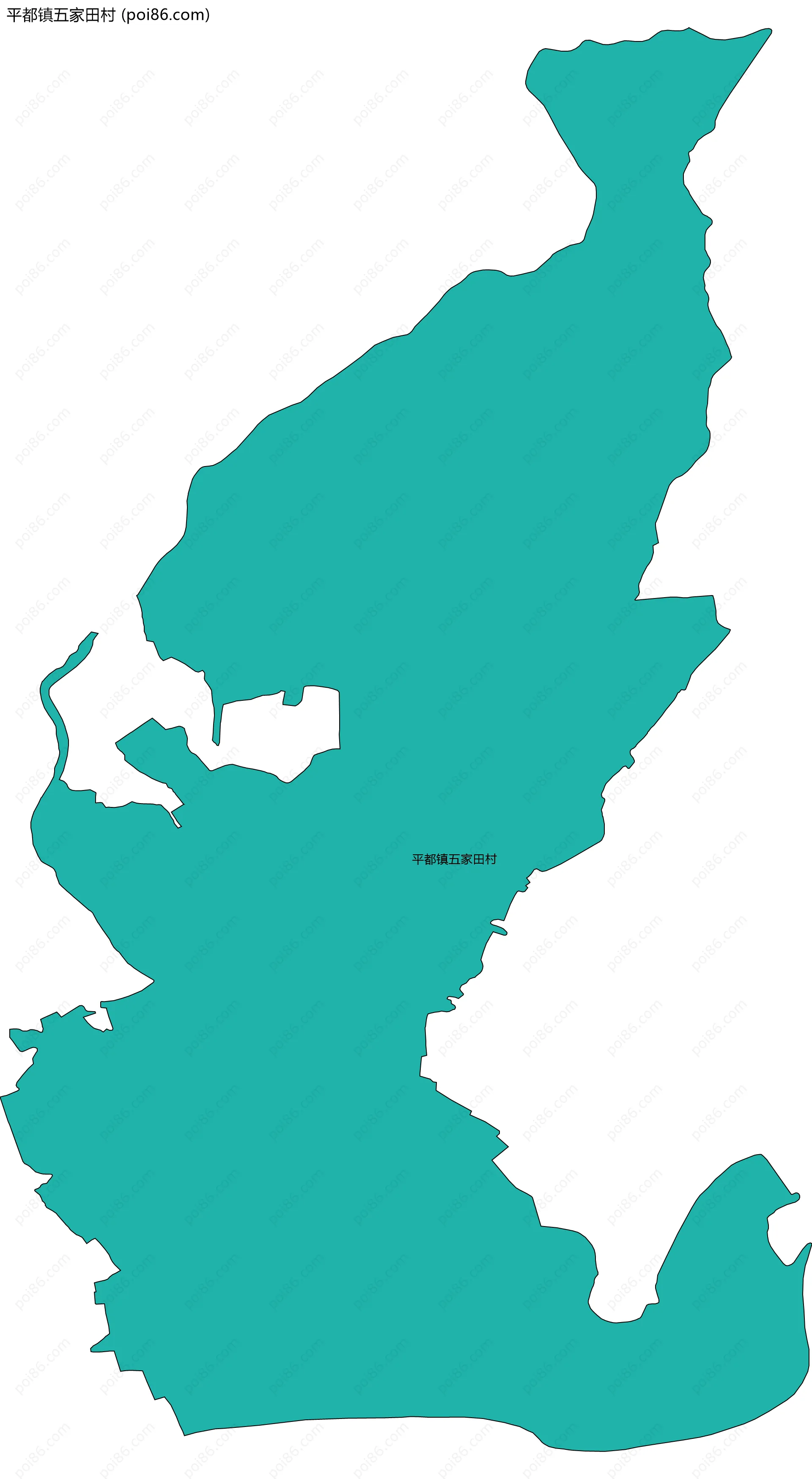 平都镇五家田村边界地图