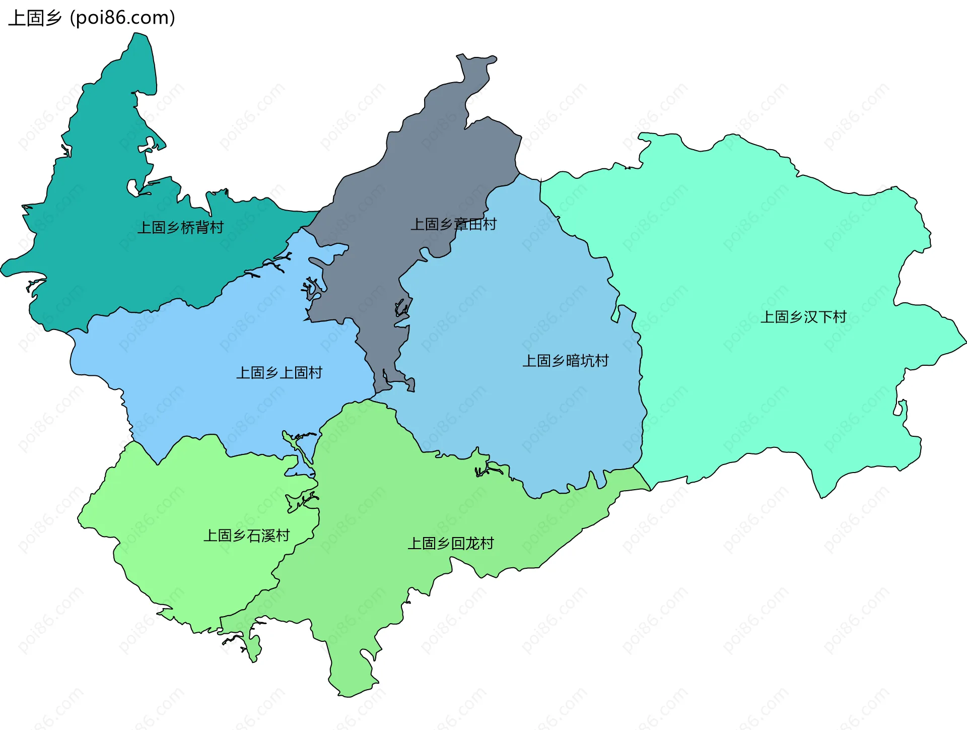 上固乡边界地图(五级行政区划)