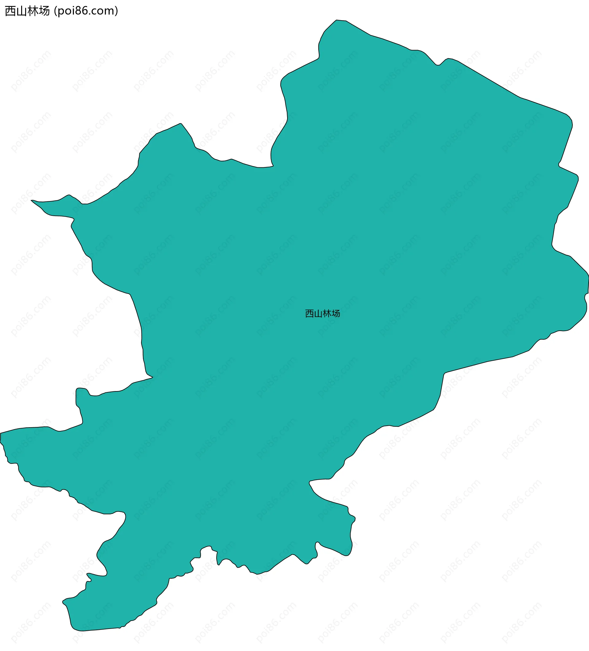 西山林场边界地图(五级行政区划)