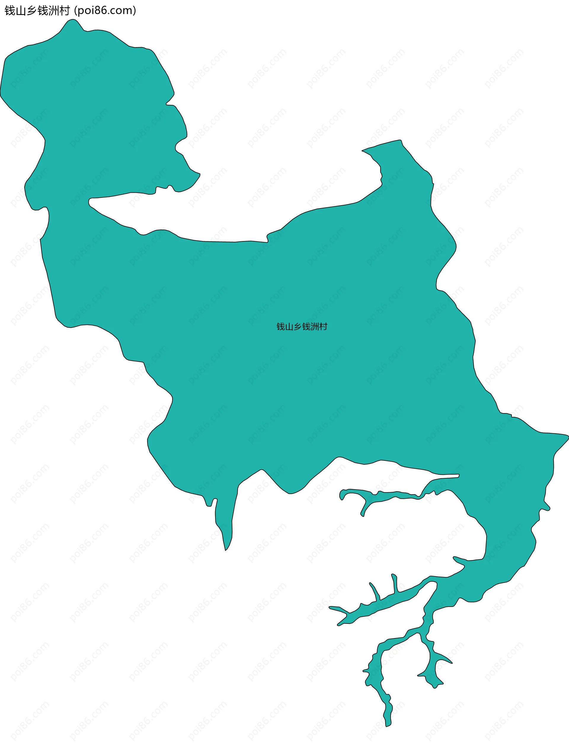 钱山乡钱洲村边界地图