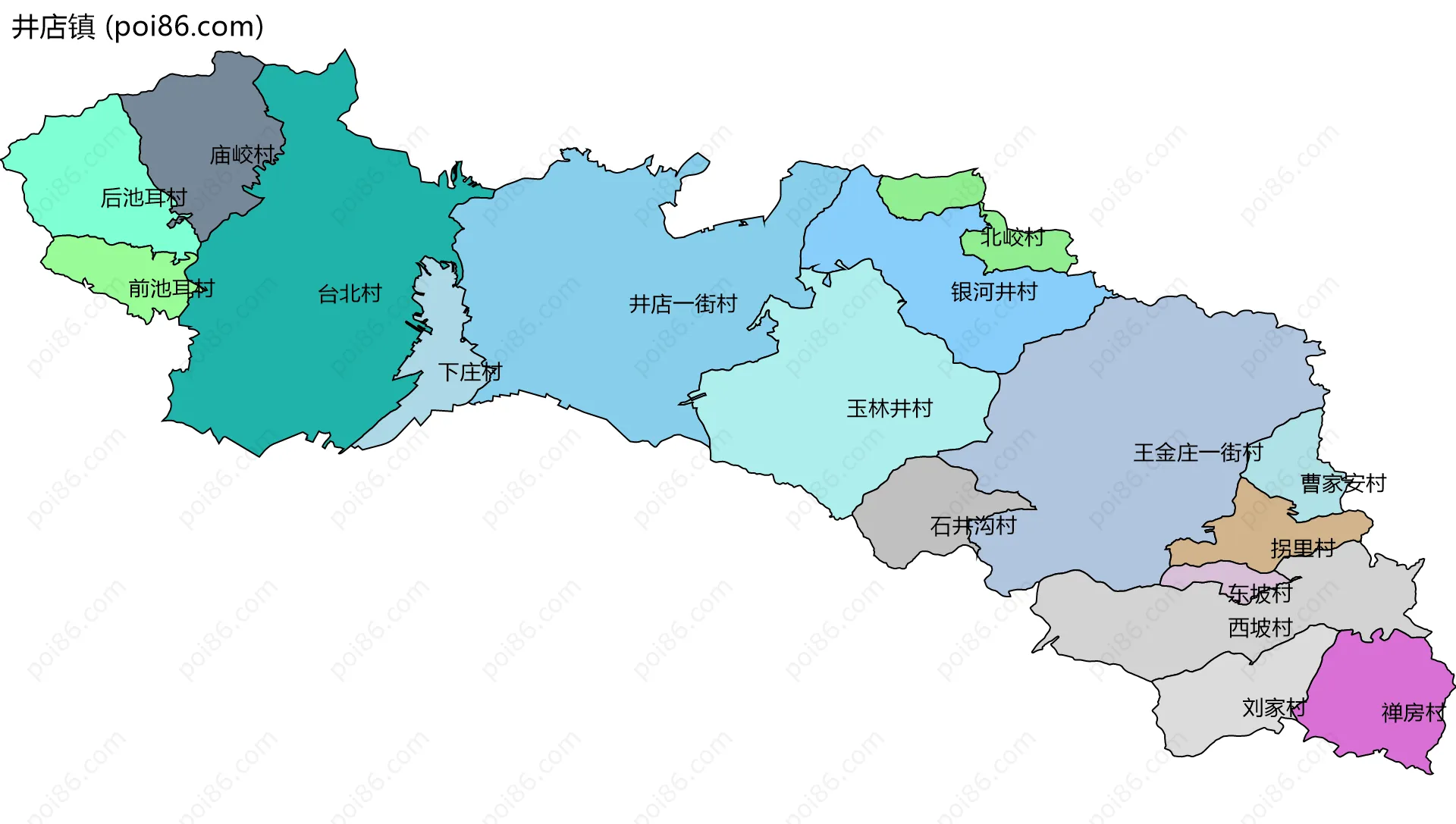 井店镇边界地图(五级行政区划)