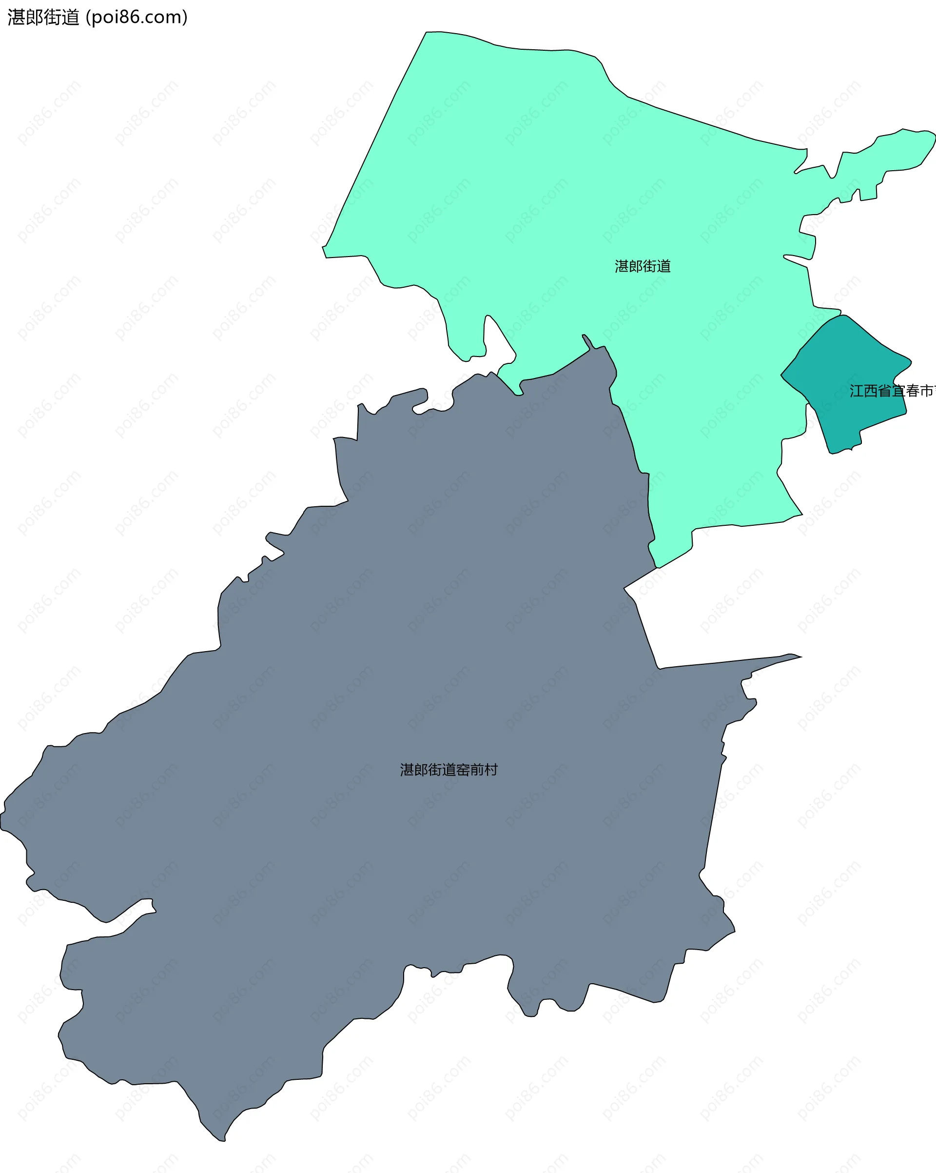 湛郎街道边界地图(五级行政区划)