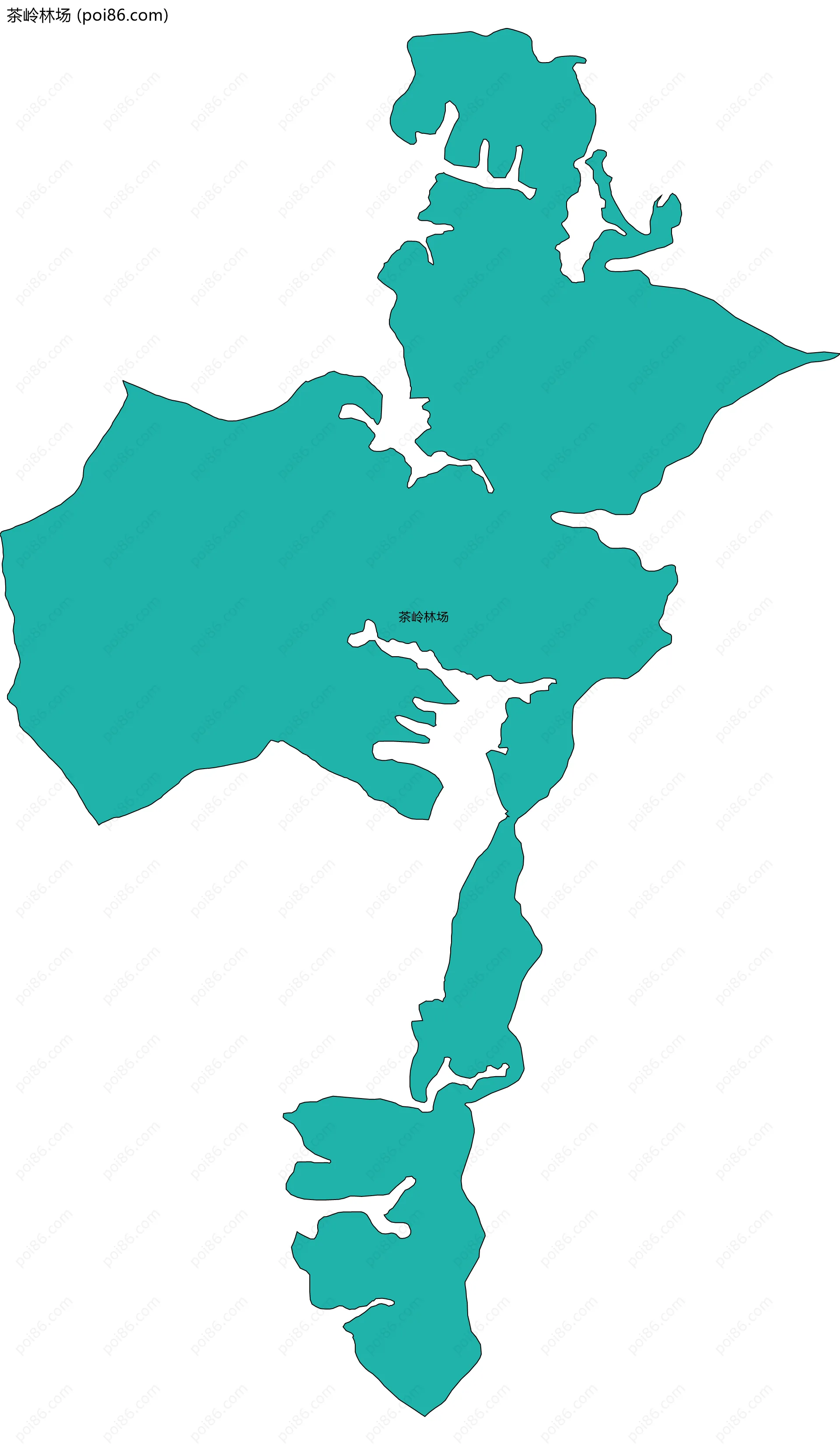 茶岭林场边界地图(五级行政区划)