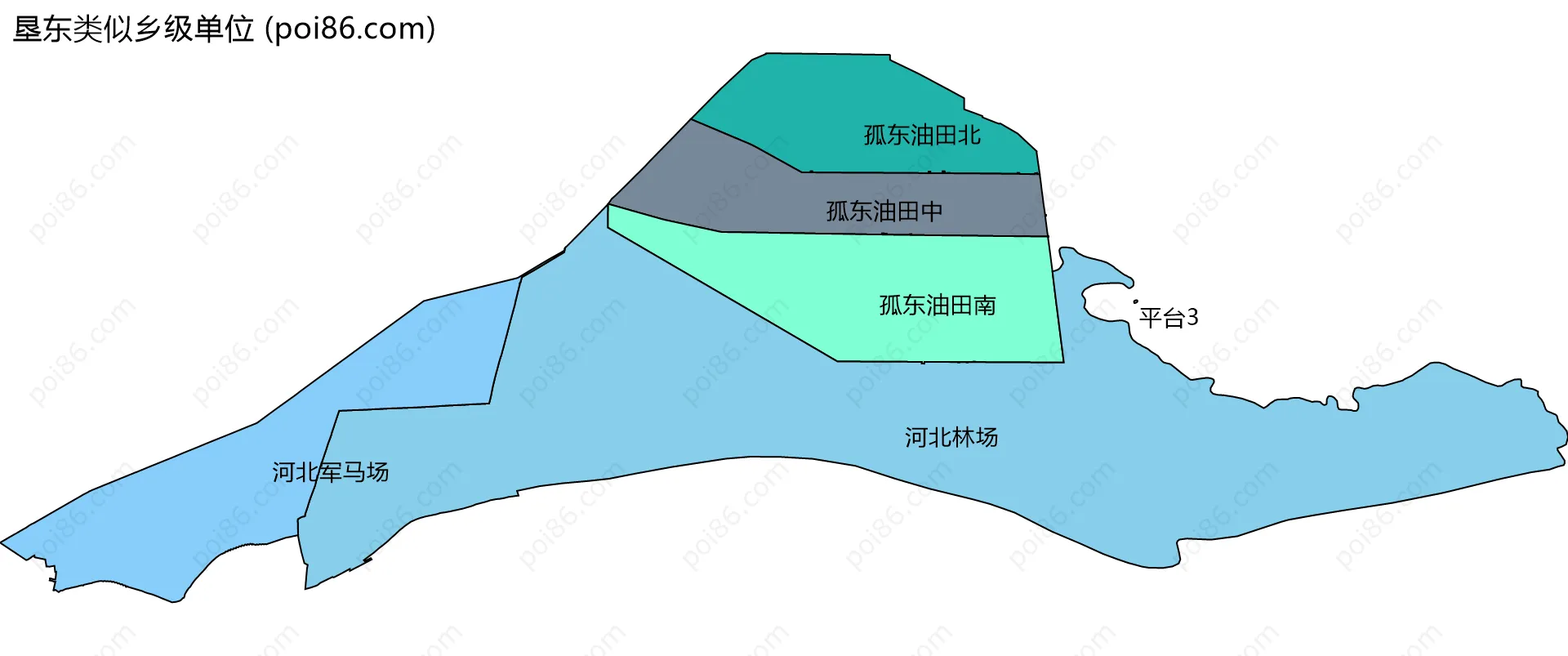 垦东类似乡级单位边界地图(五级行政区划)
