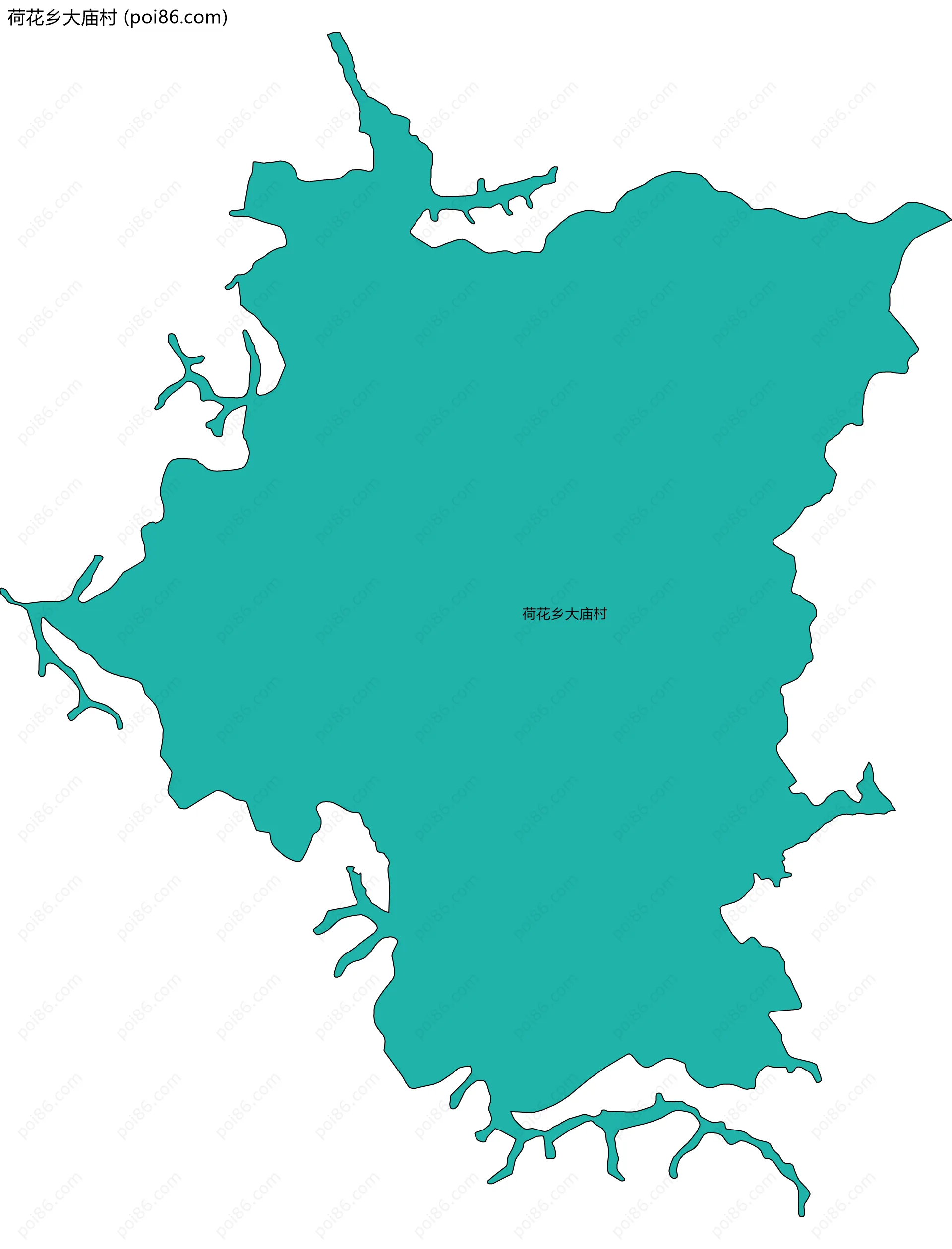 荷花乡大庙村边界地图