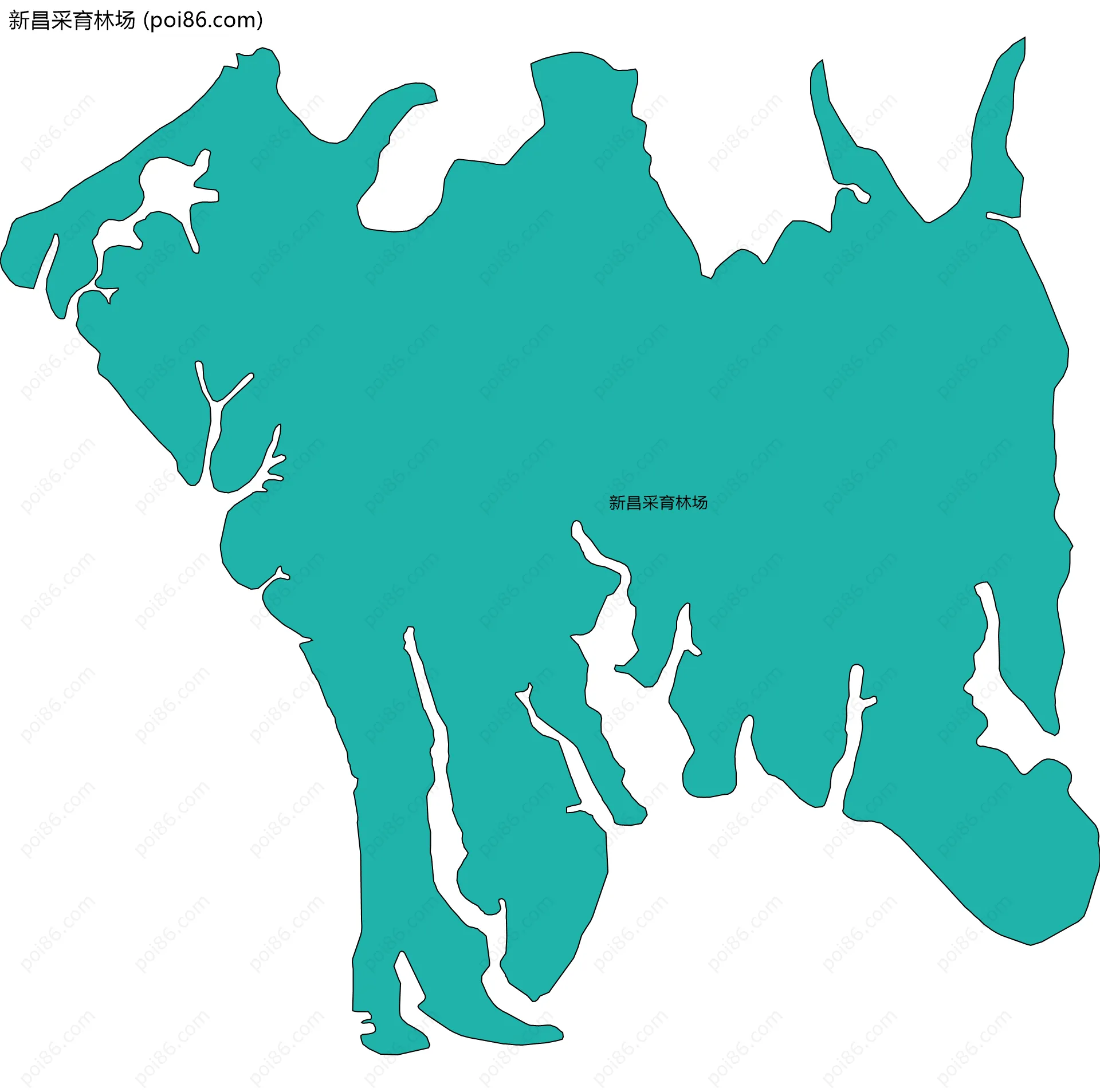 新昌采育林场边界地图(五级行政区划)