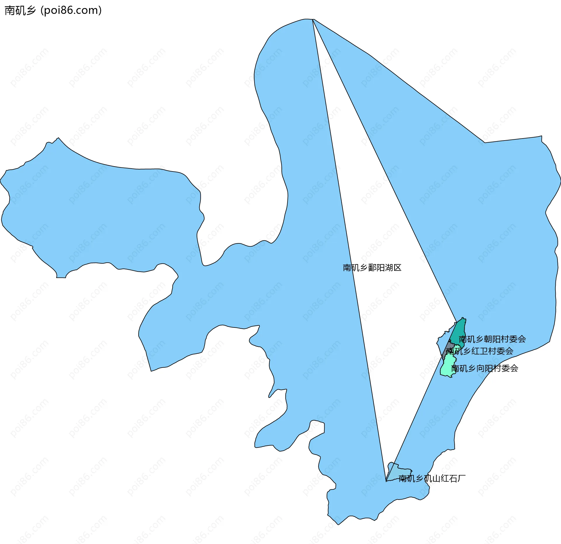 南矶乡边界地图(五级行政区划)