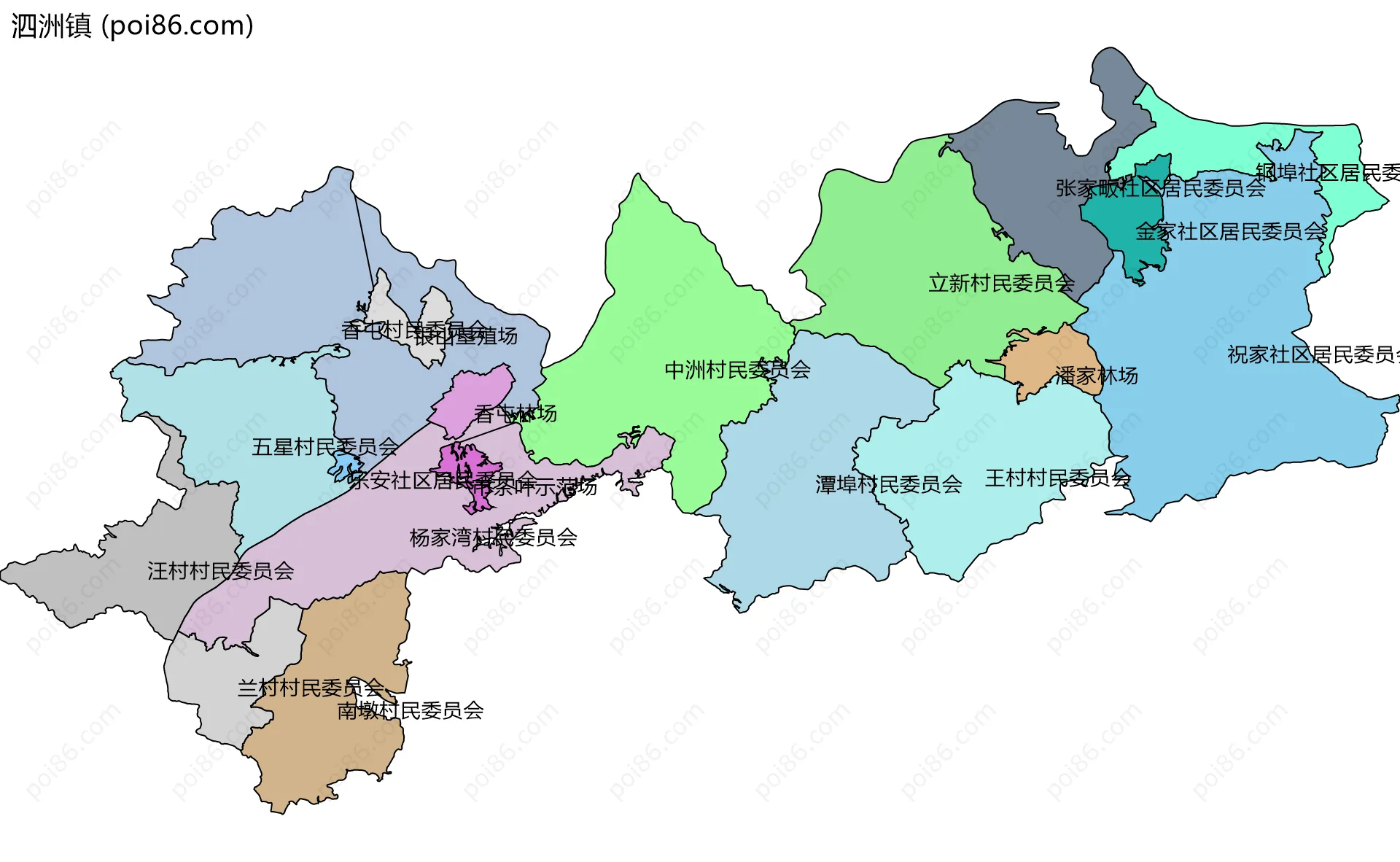 泗洲镇边界地图(五级行政区划)