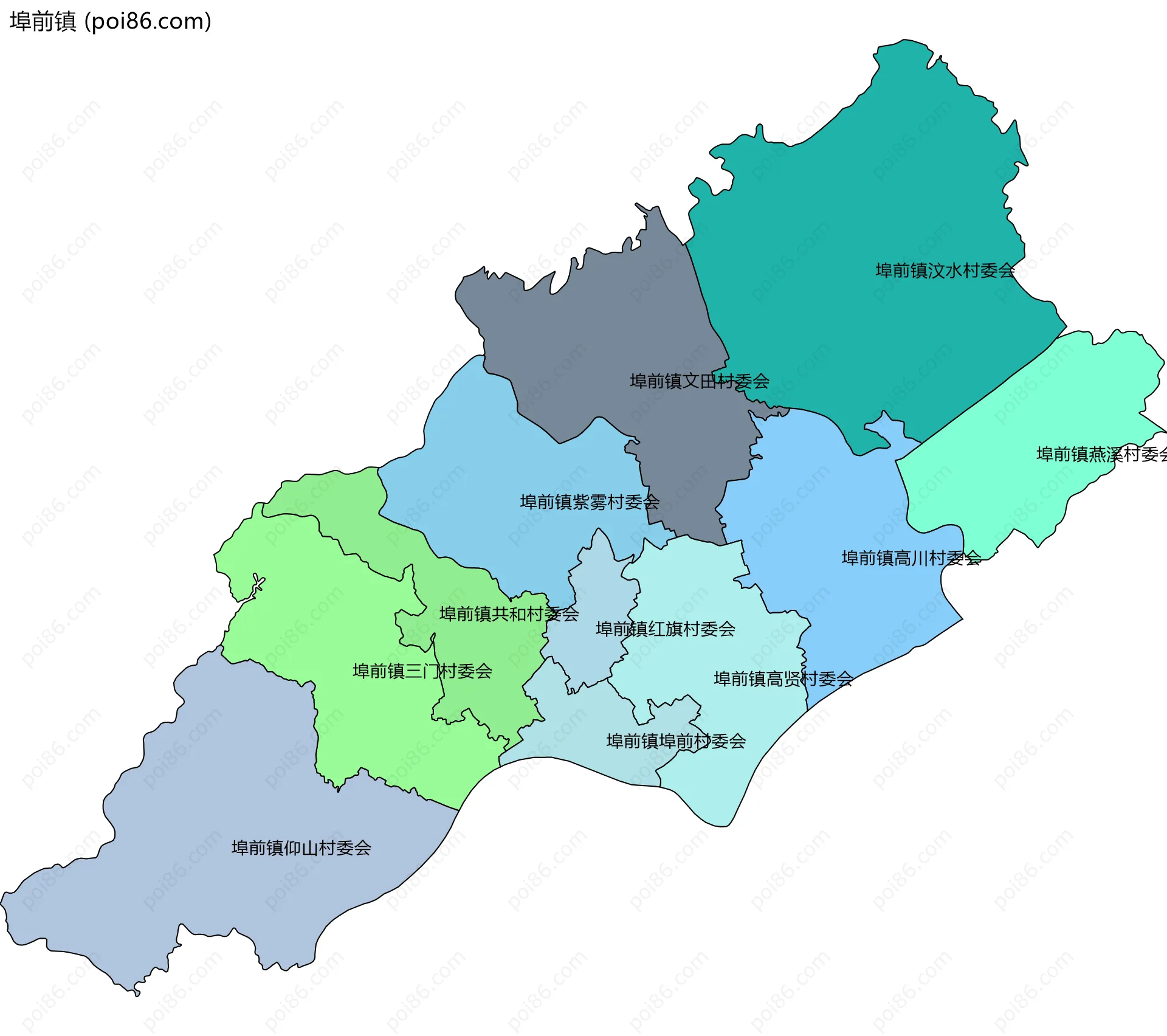 埠前镇边界地图(五级行政区划)