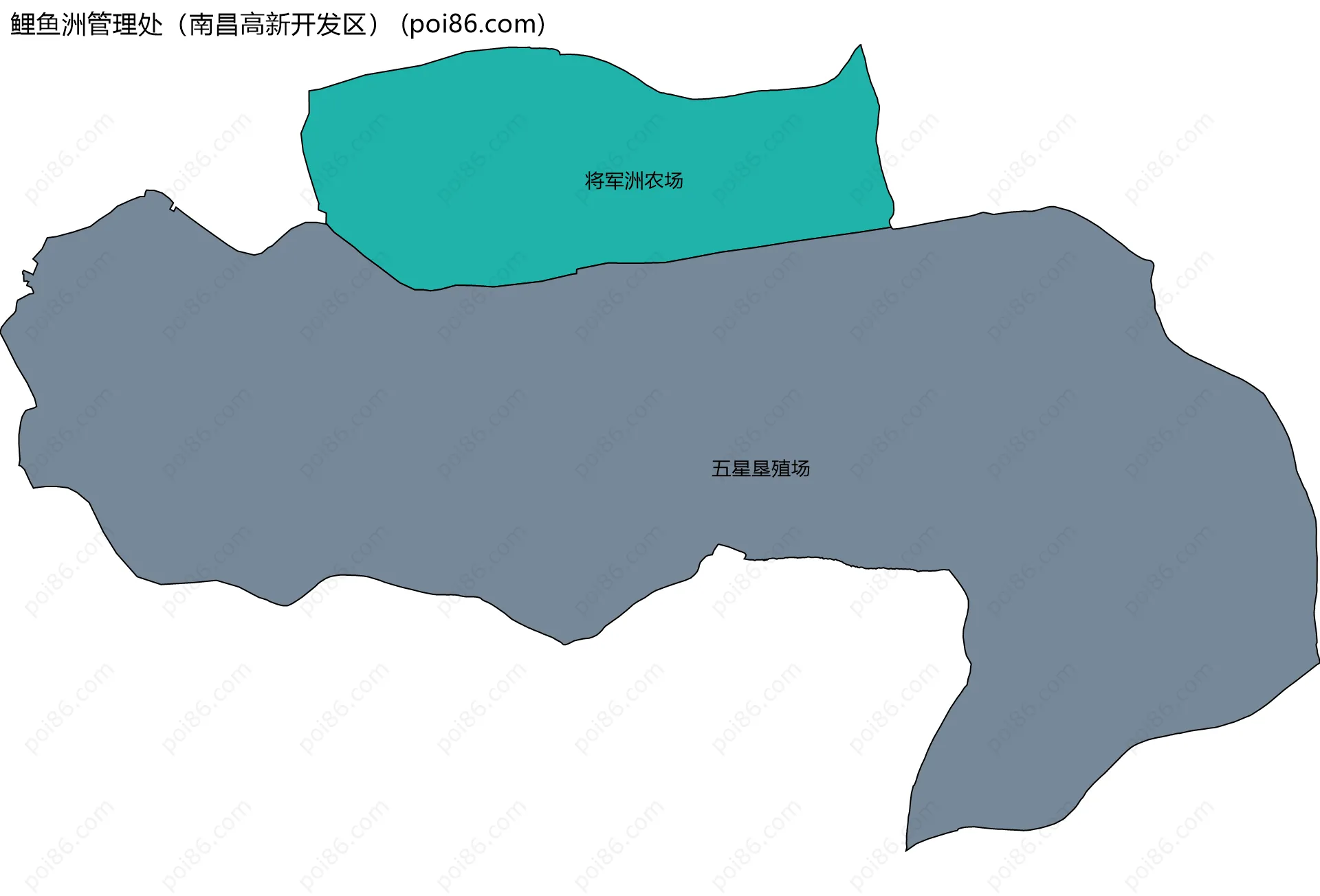 鲤鱼洲管理处（南昌高新开发区）边界地图(五级行政区划)