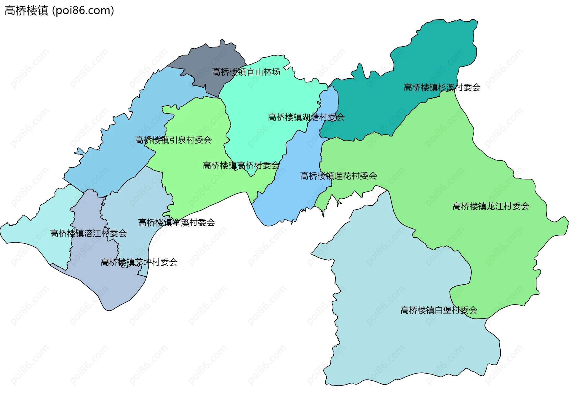 高桥楼镇边界地图(五级行政区划)