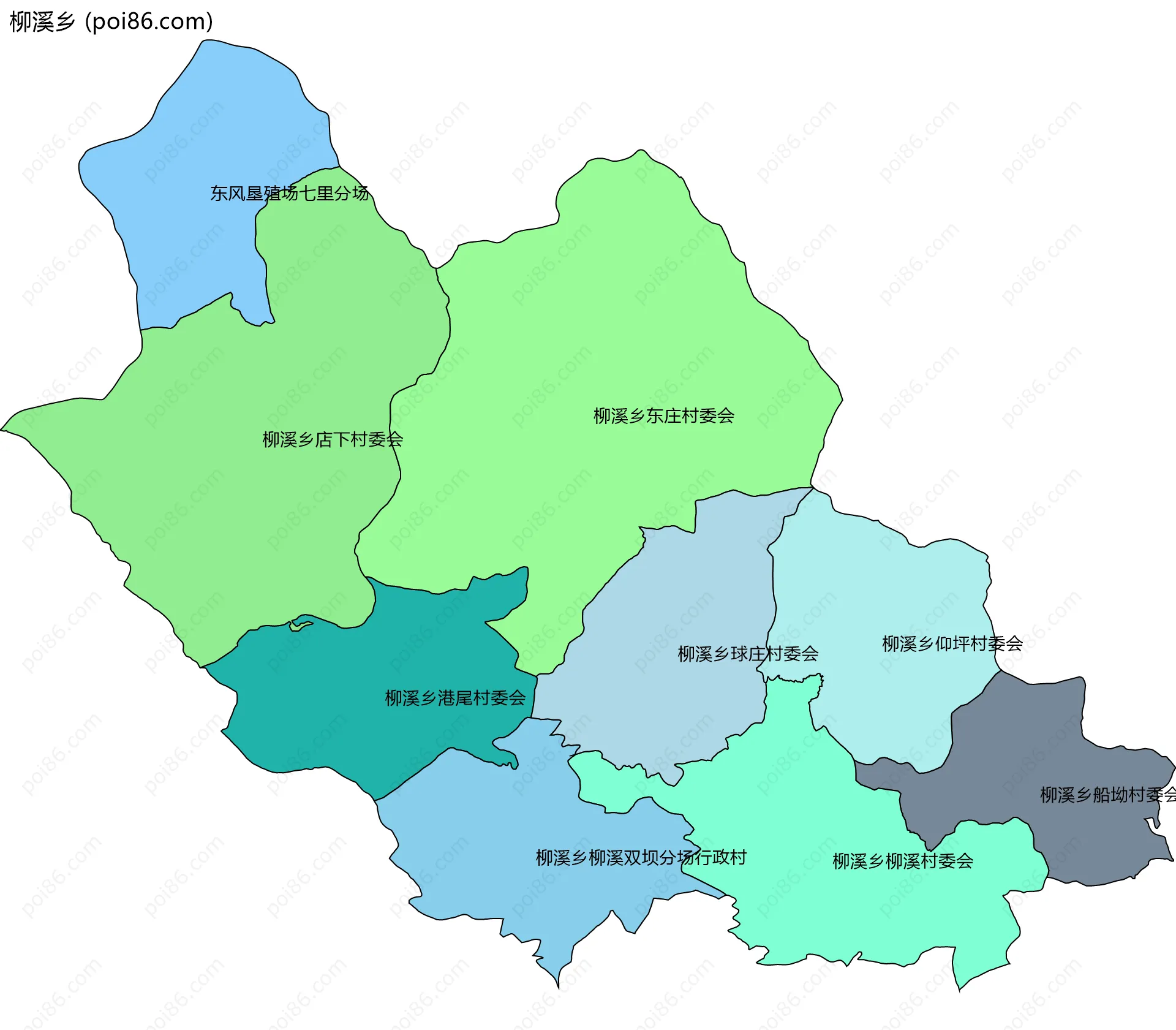 柳溪乡边界地图(五级行政区划)