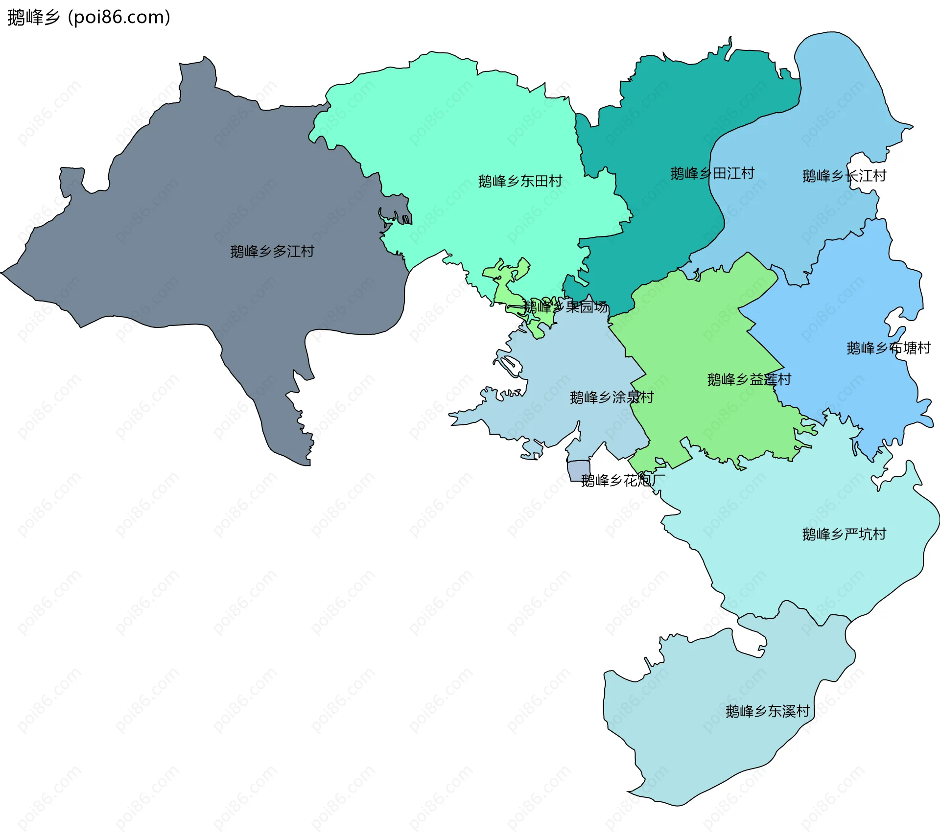 鹅峰乡边界地图(五级行政区划)