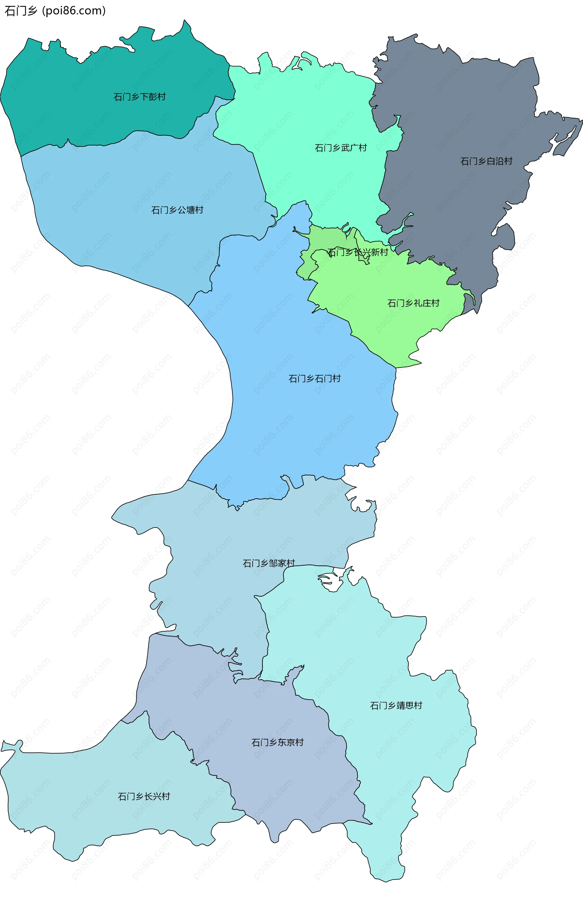 石门乡边界地图(五级行政区划)