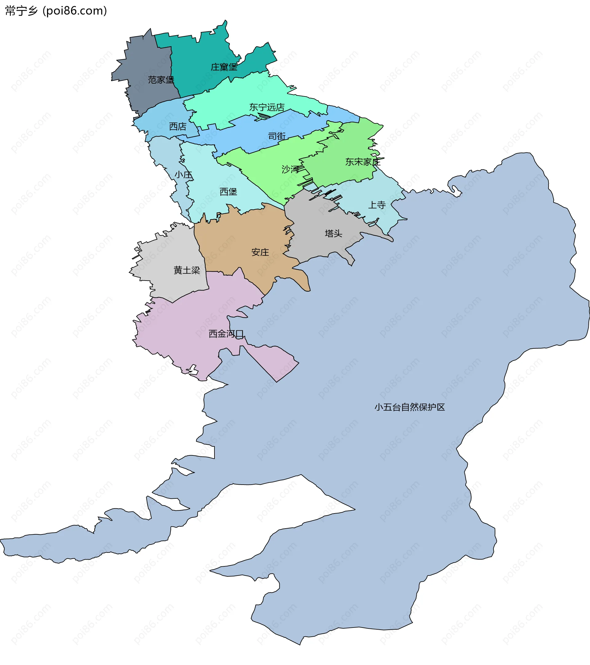 常宁乡边界地图(五级行政区划)