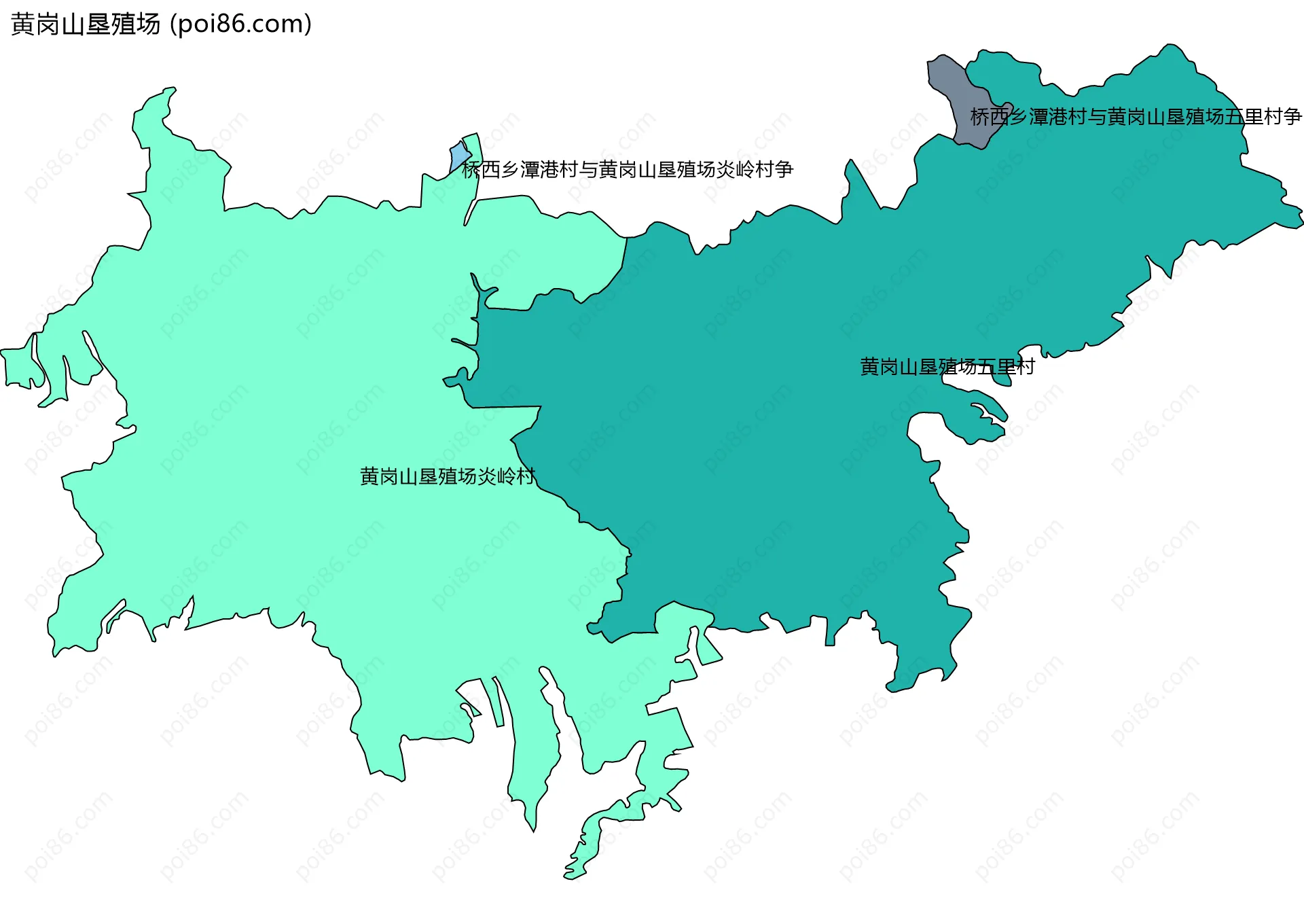 黄岗山垦殖场边界地图(五级行政区划)