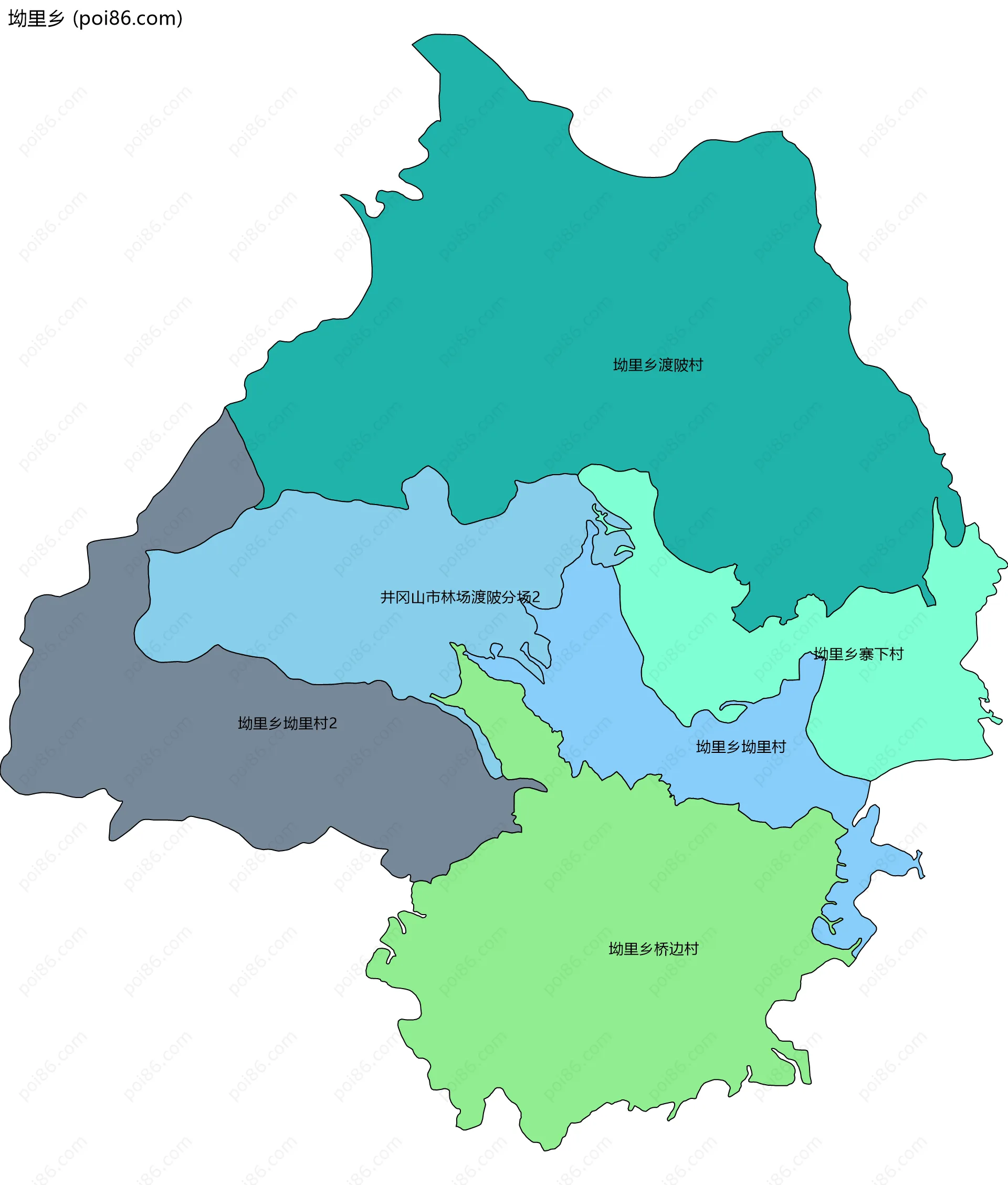 坳里乡边界地图(五级行政区划)