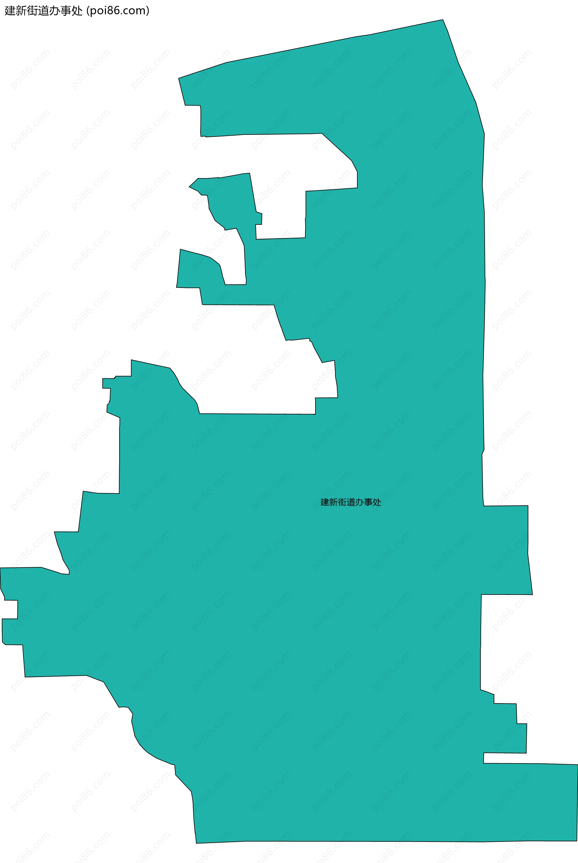 建新街道办事处边界地图(五级行政区划)