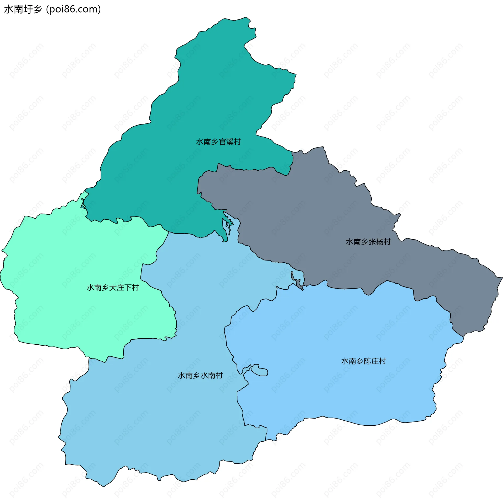 水南圩乡边界地图(五级行政区划)