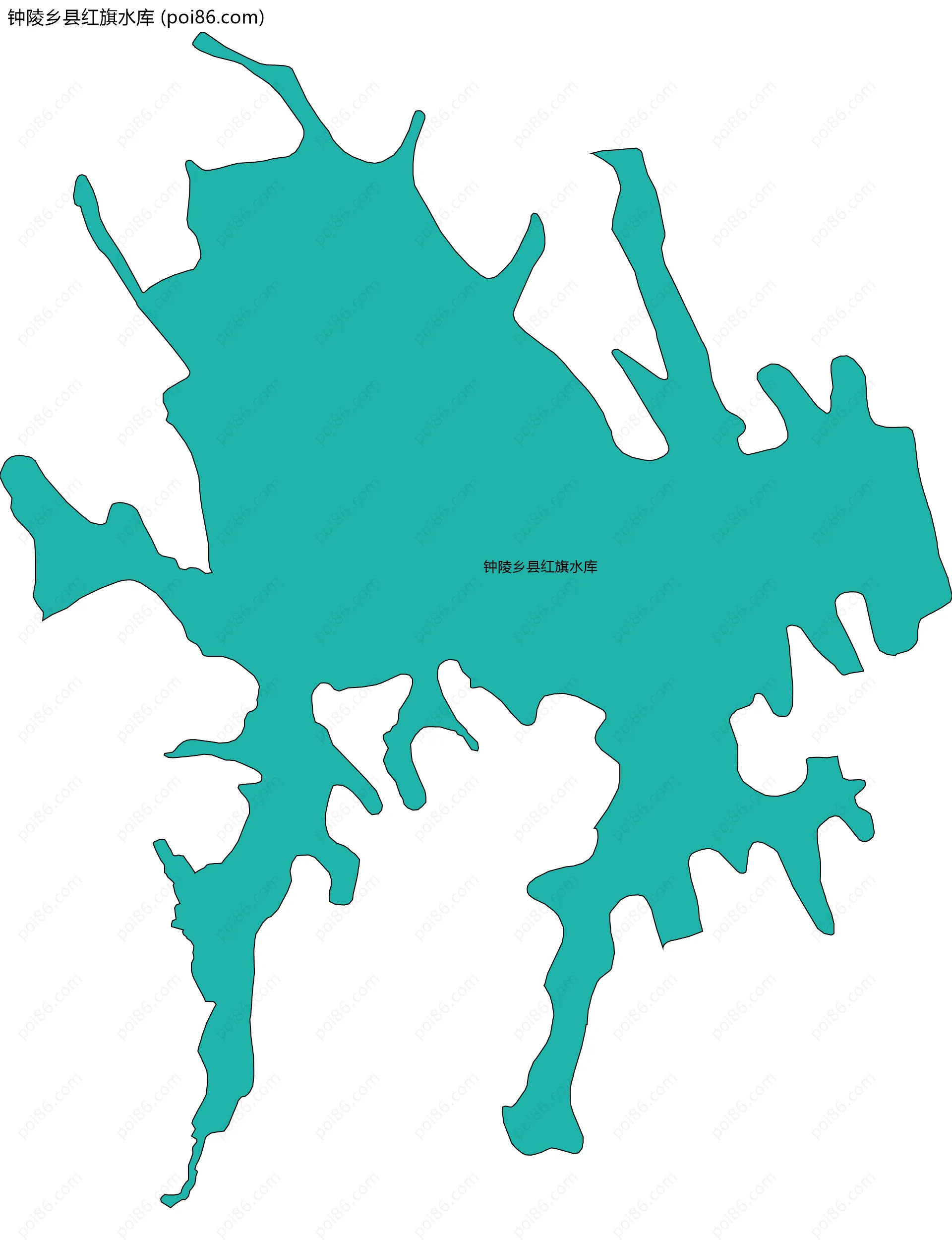 钟陵乡县红旗水库边界地图
