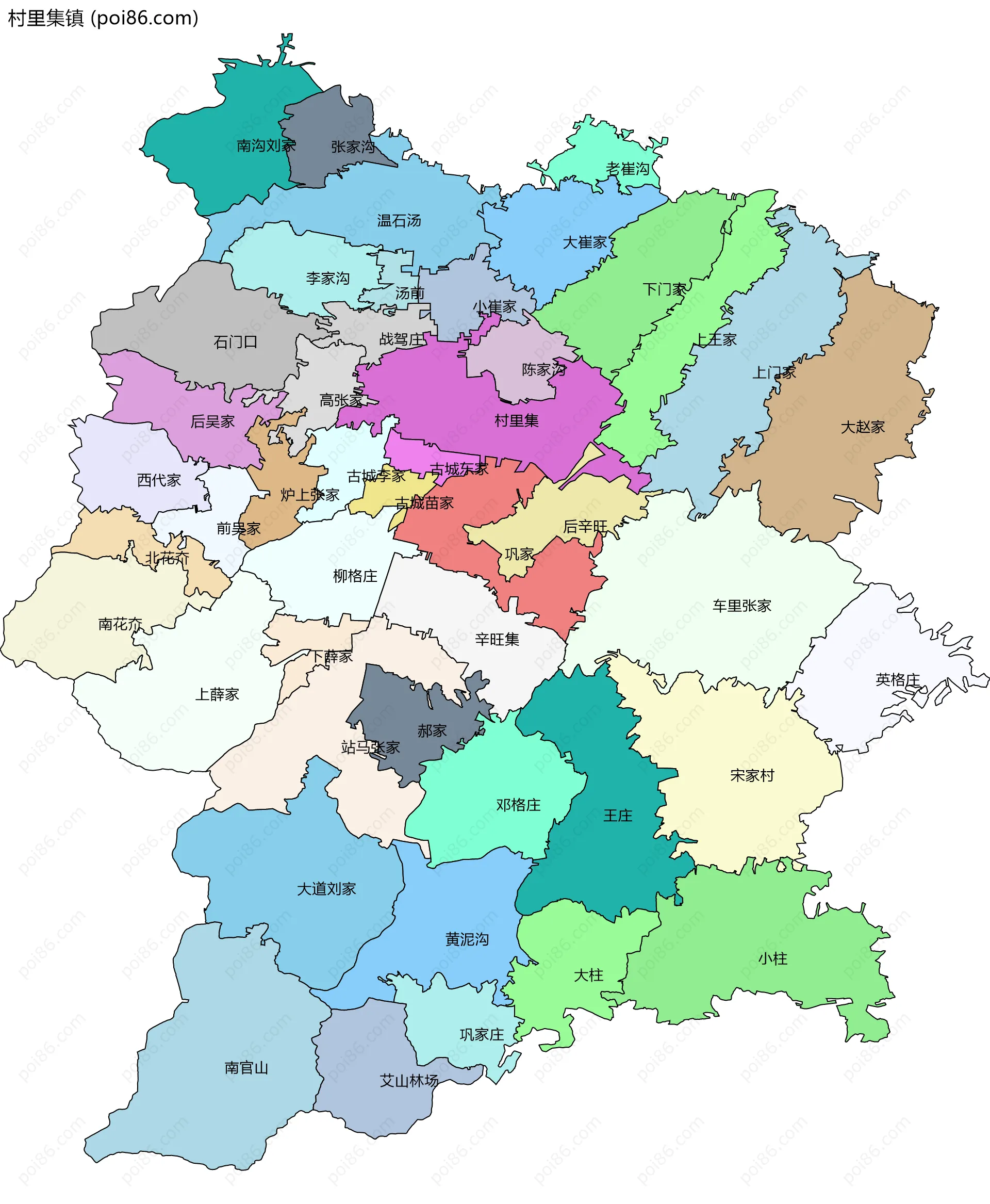 村里集镇边界地图(五级行政区划)