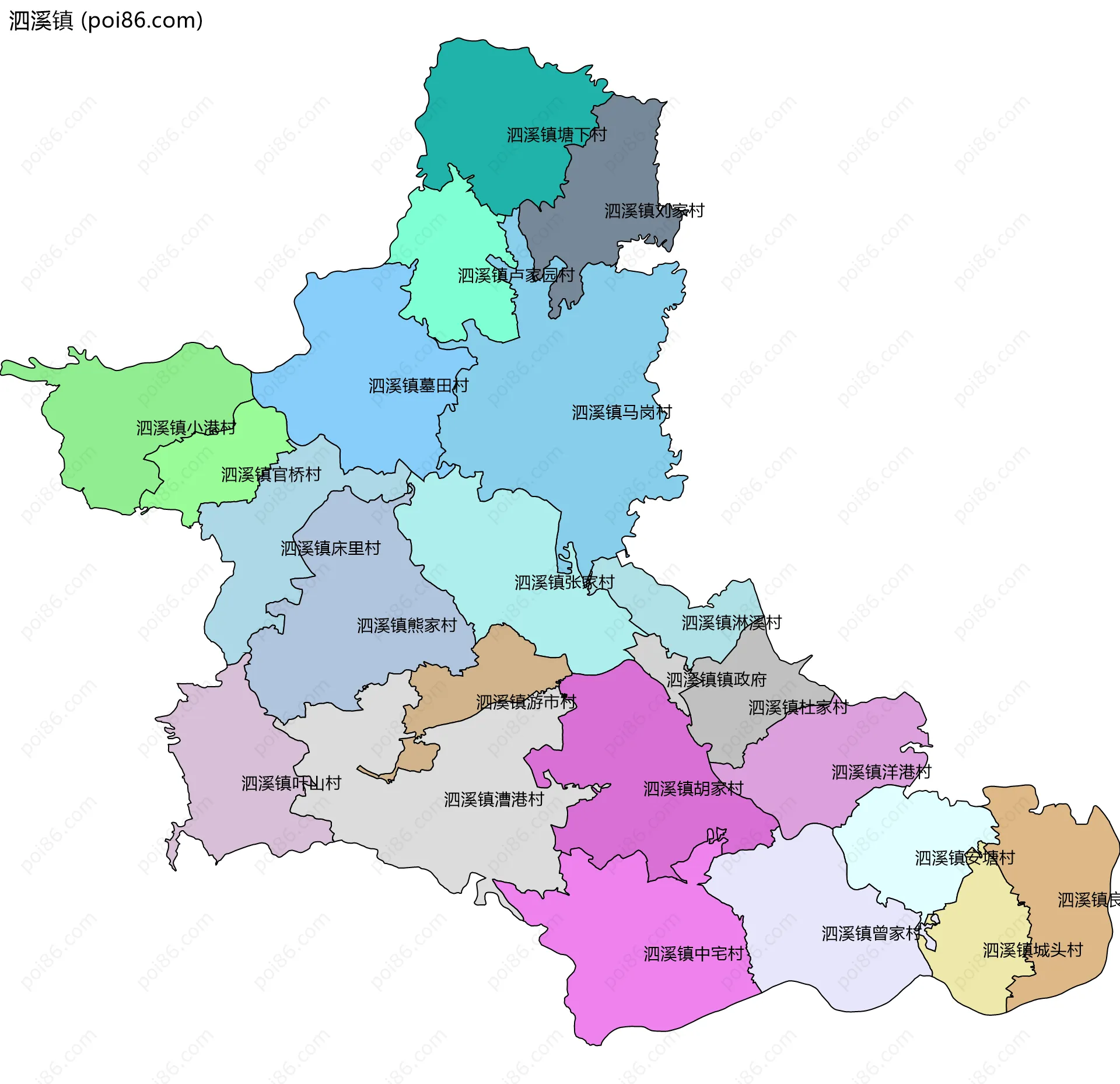 泗溪镇边界地图(五级行政区划)