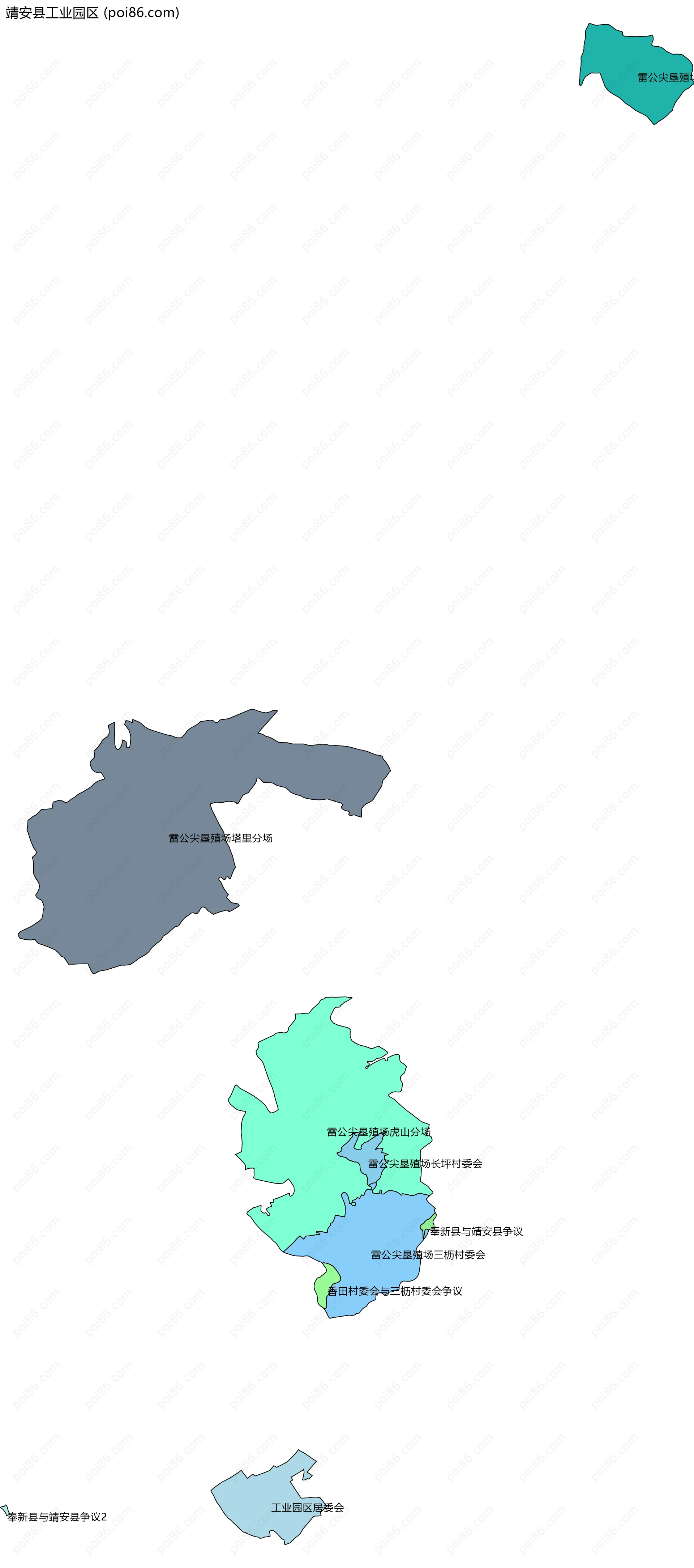 靖安县工业园区边界地图(五级行政区划)