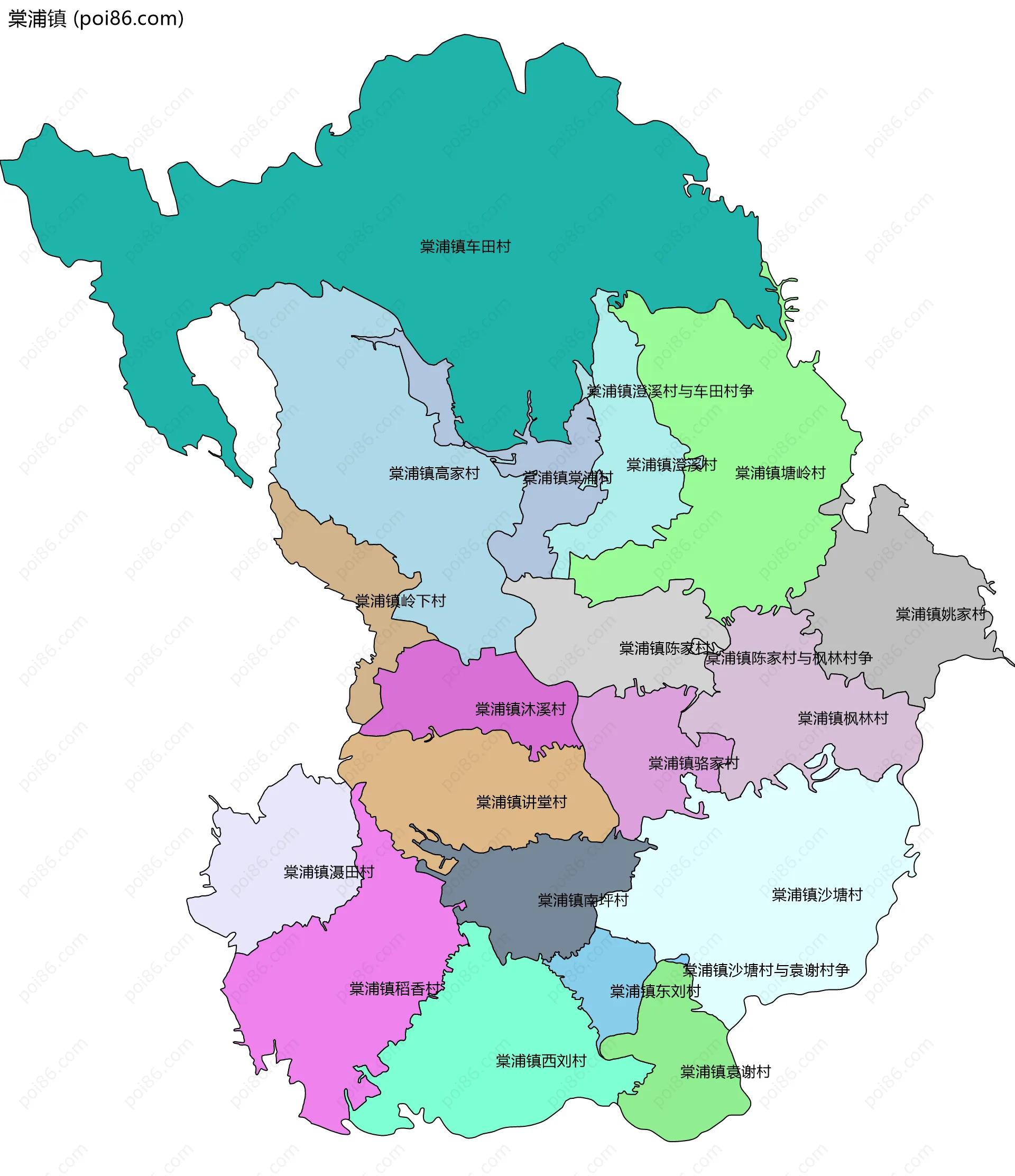 棠浦镇边界地图(五级行政区划)