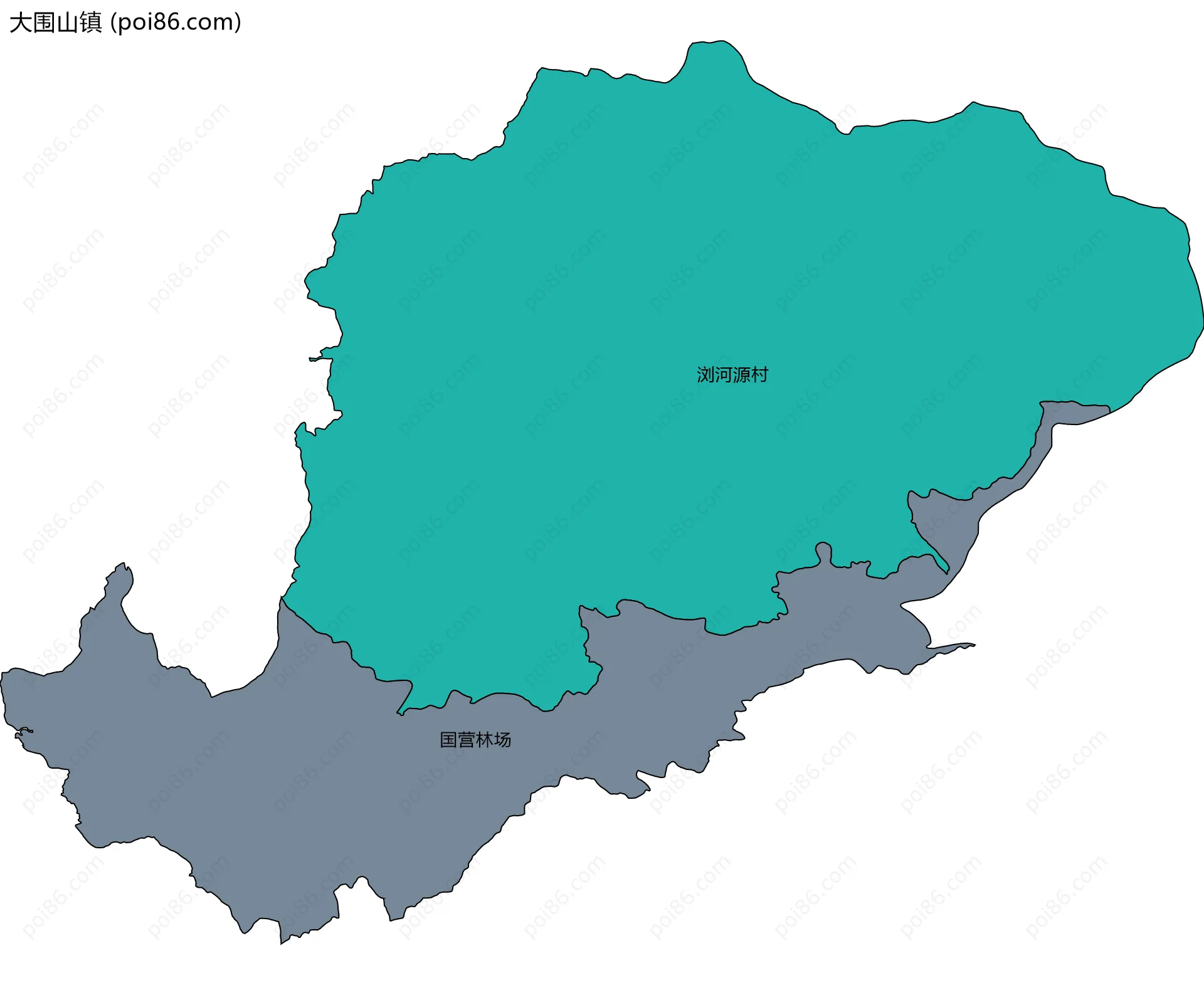 大围山镇边界地图(五级行政区划)