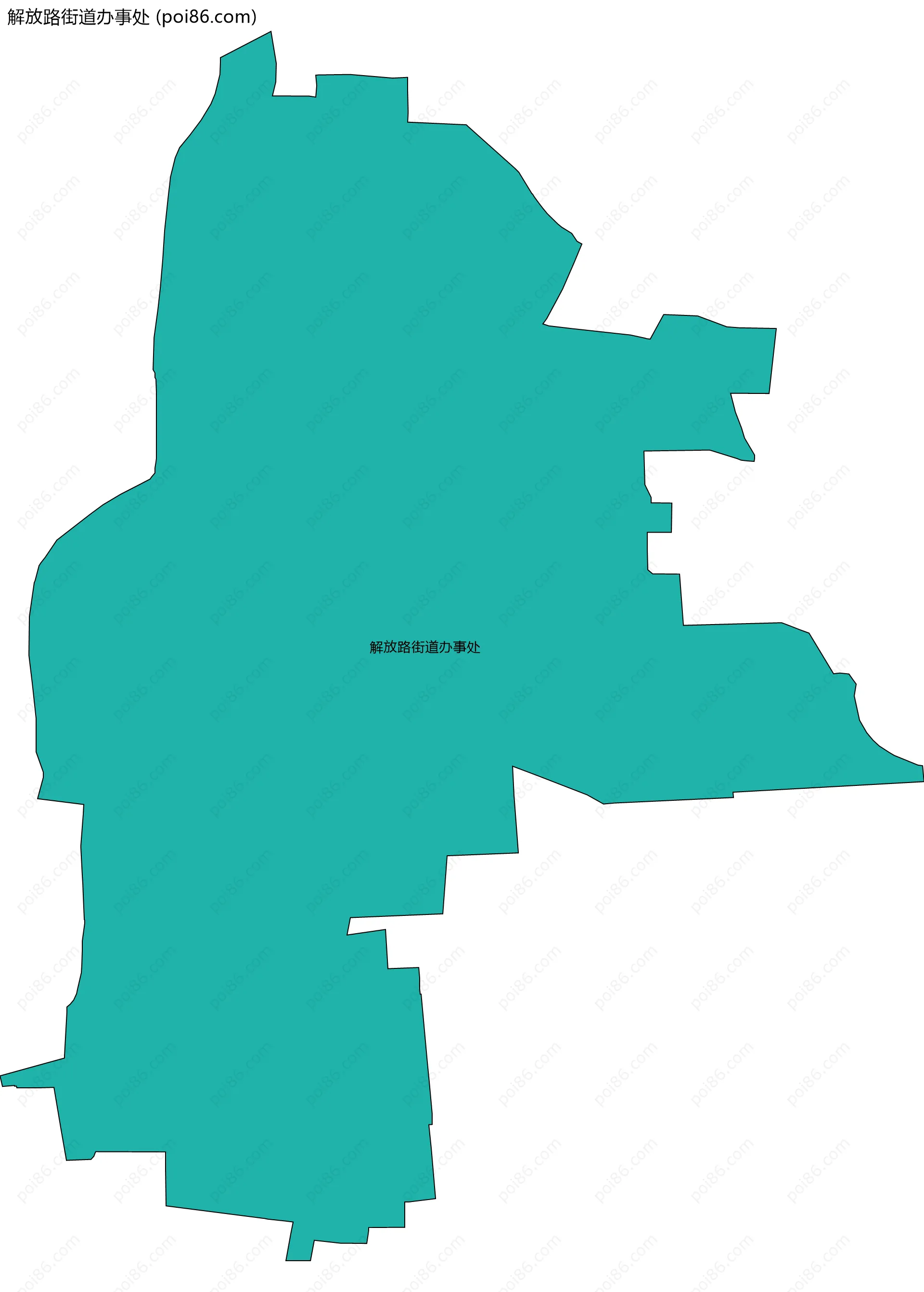 解放路街道办事处边界地图(五级行政区划)