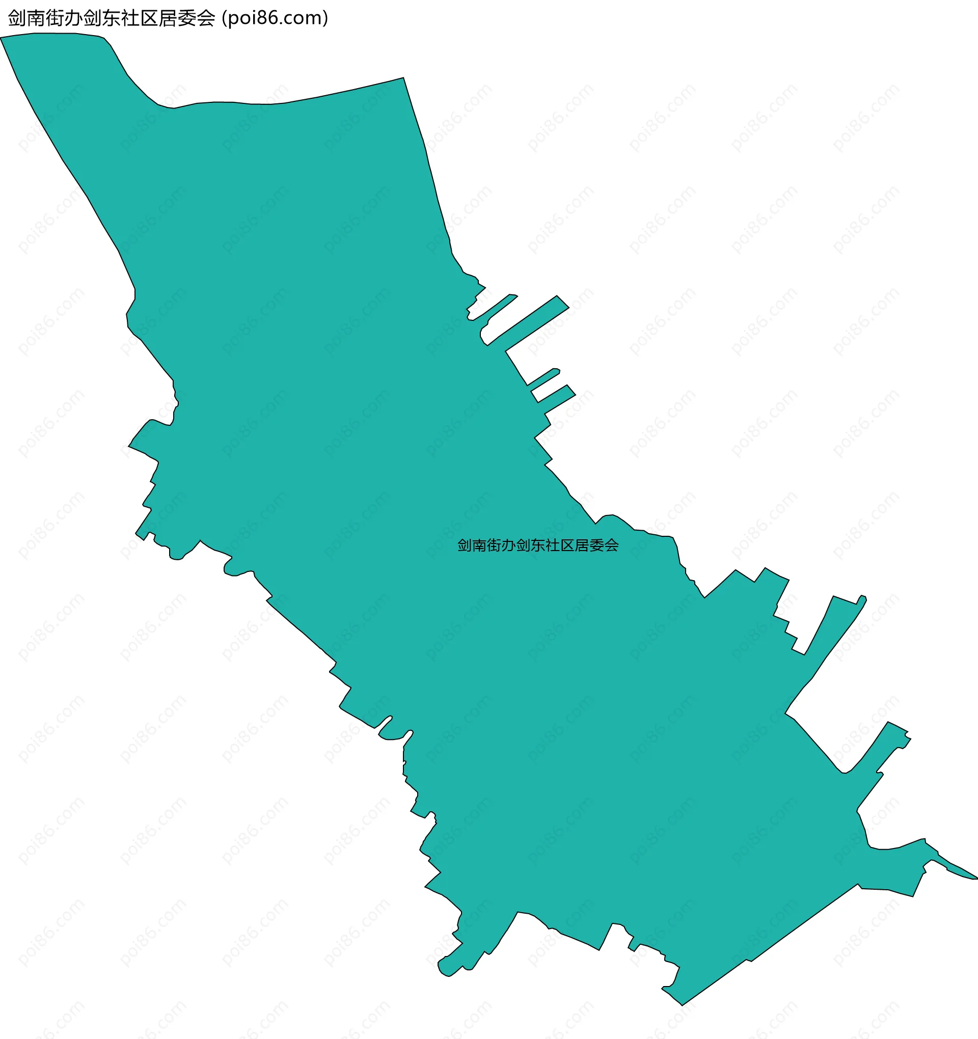 剑南街办剑东社区居委会边界地图