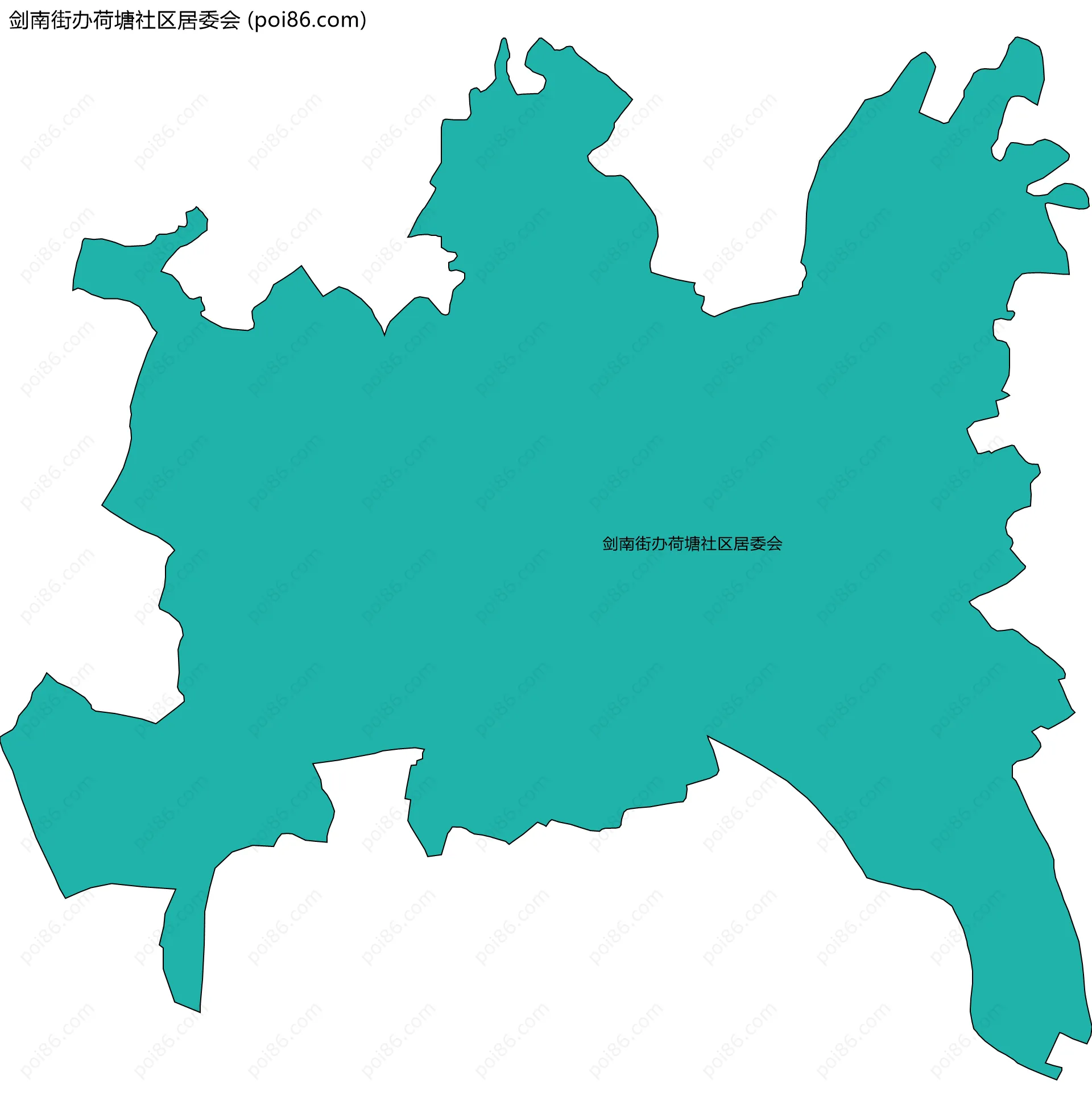 剑南街办荷塘社区居委会边界地图