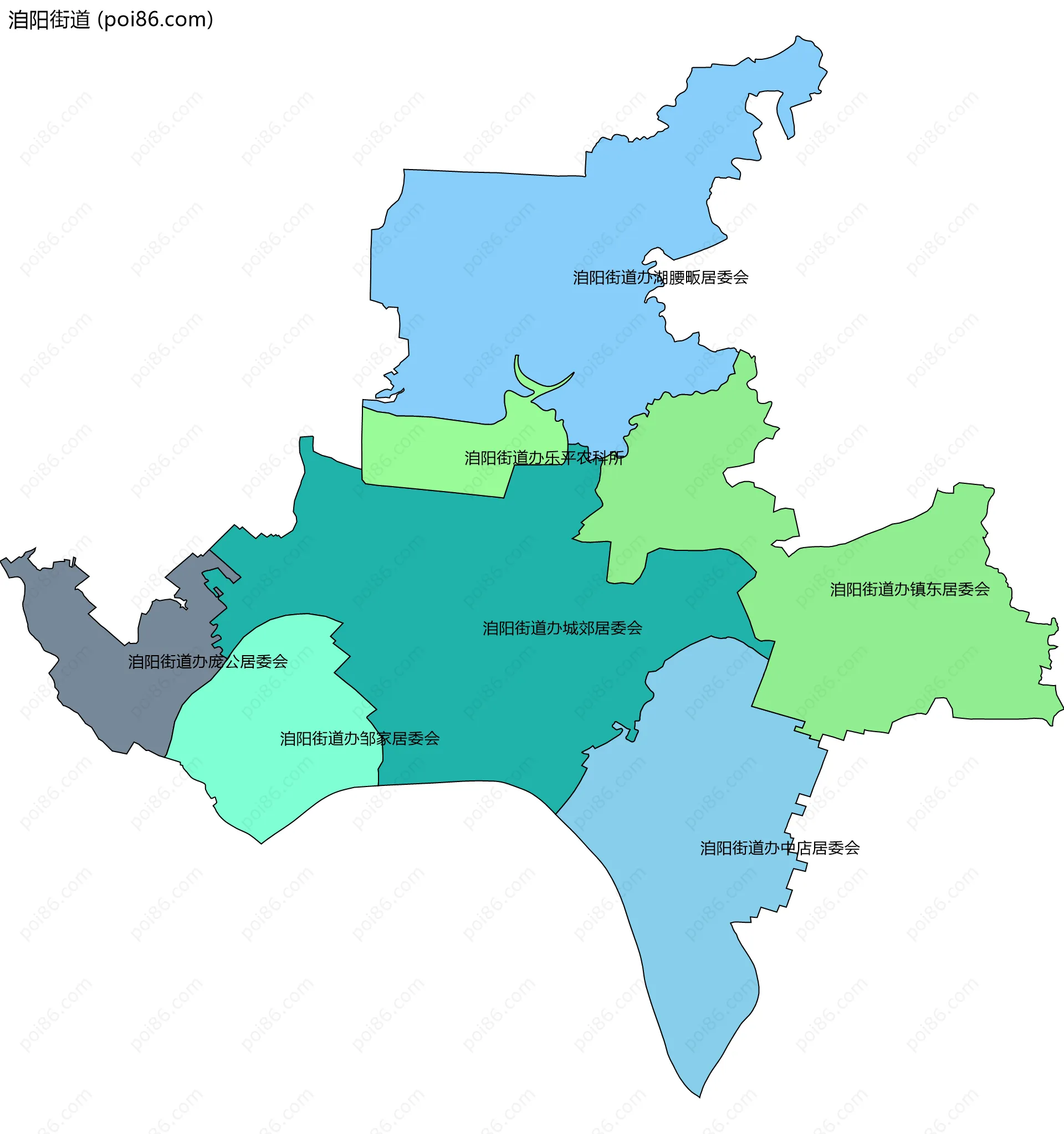 洎阳街道边界地图(五级行政区划)