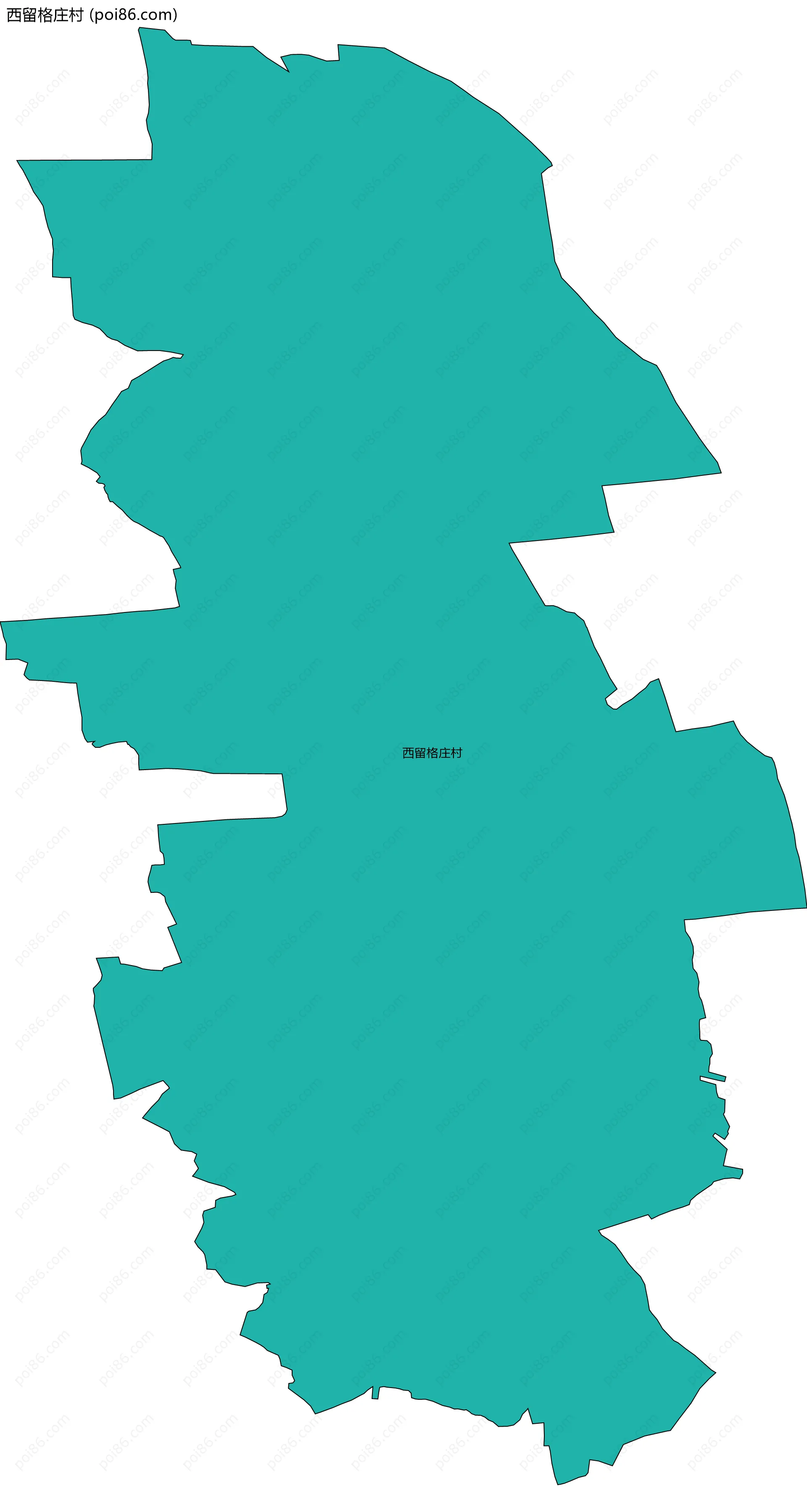 西留格庄村边界地图