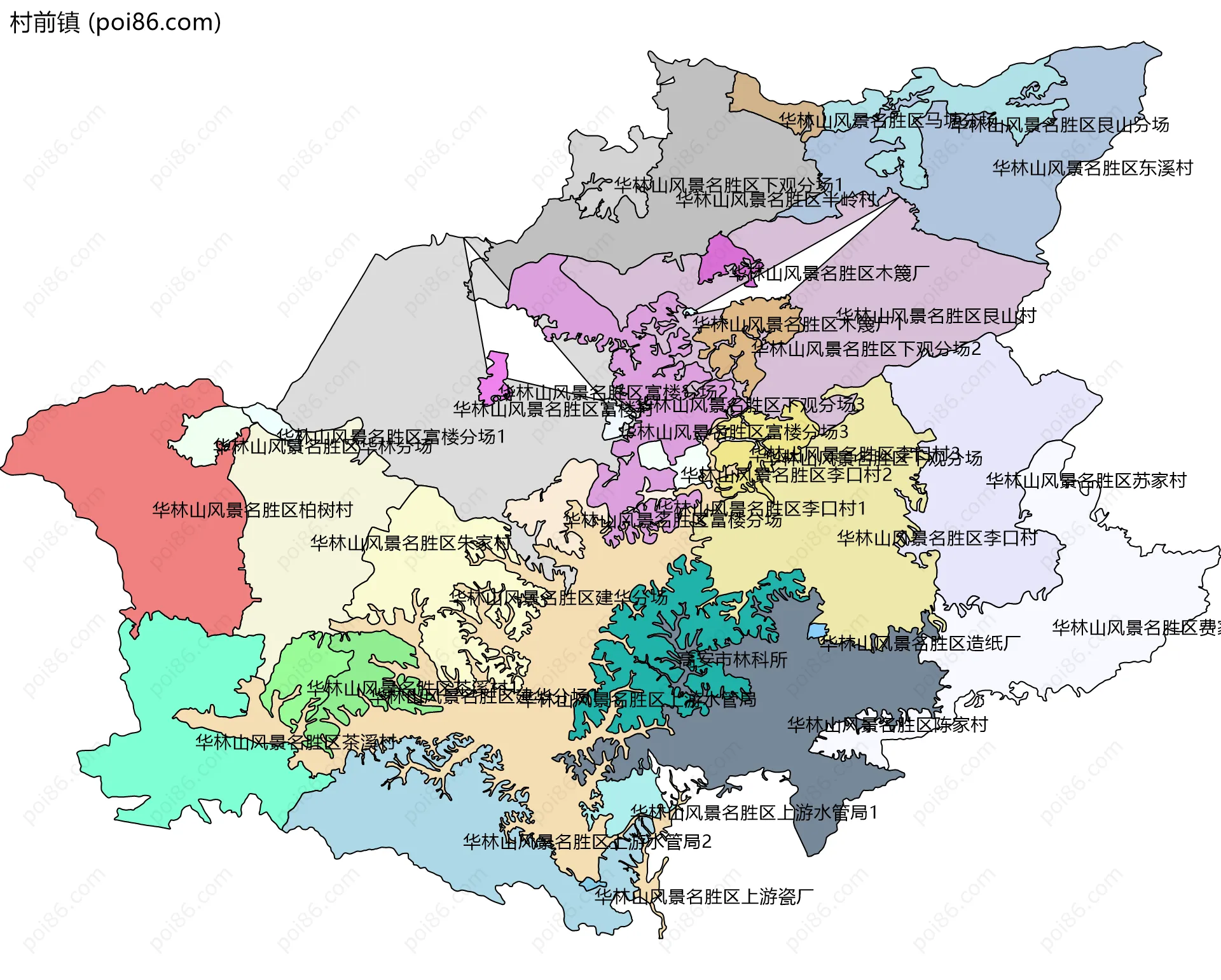 村前镇边界地图(五级行政区划)