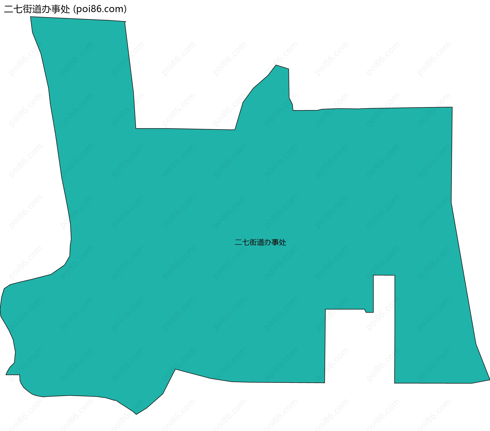 二七街道办事处边界地图(五级行政区划)