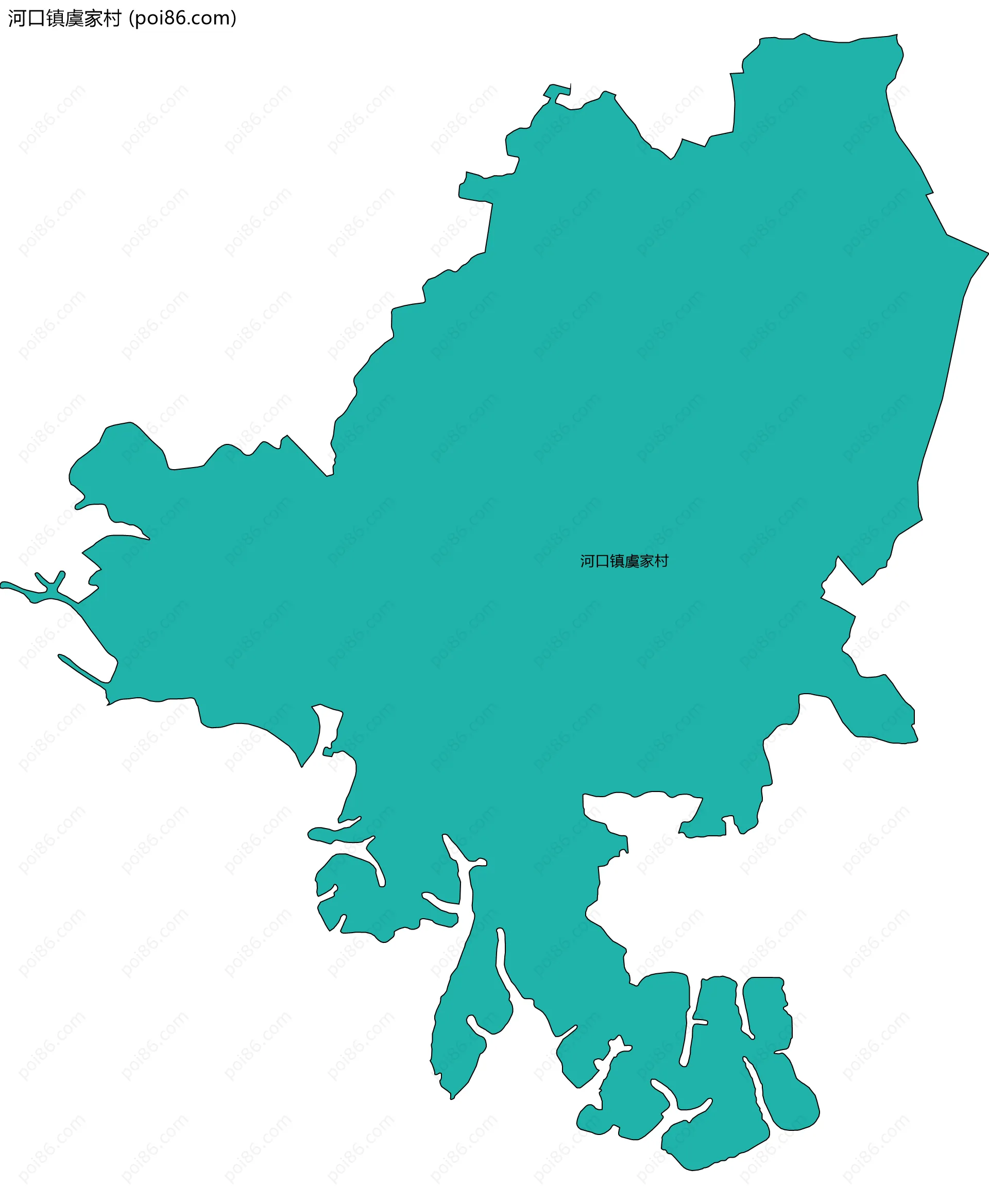 河口镇虞家村边界地图