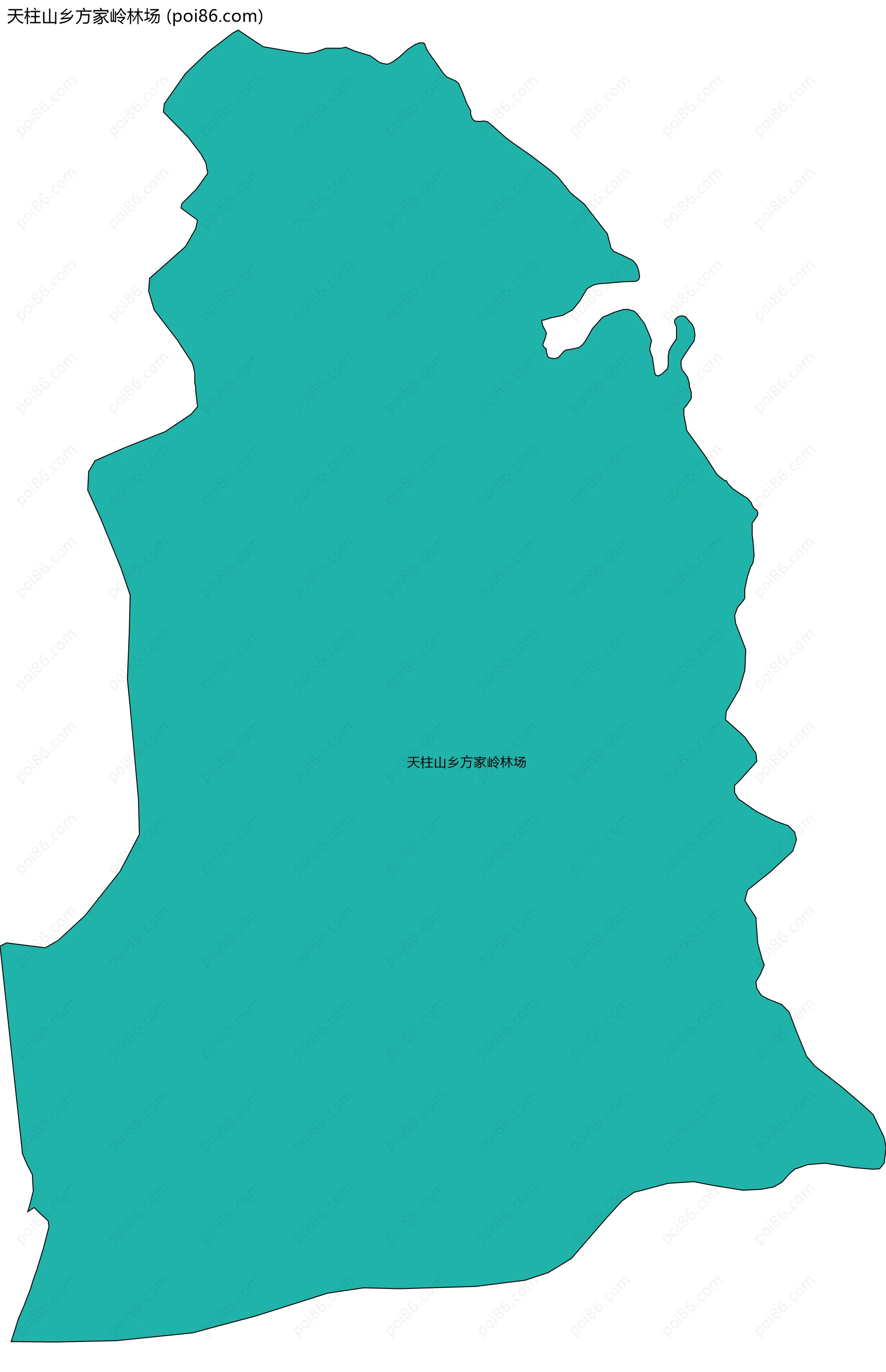 天柱山乡方家岭林场边界地图(五级行政区划)