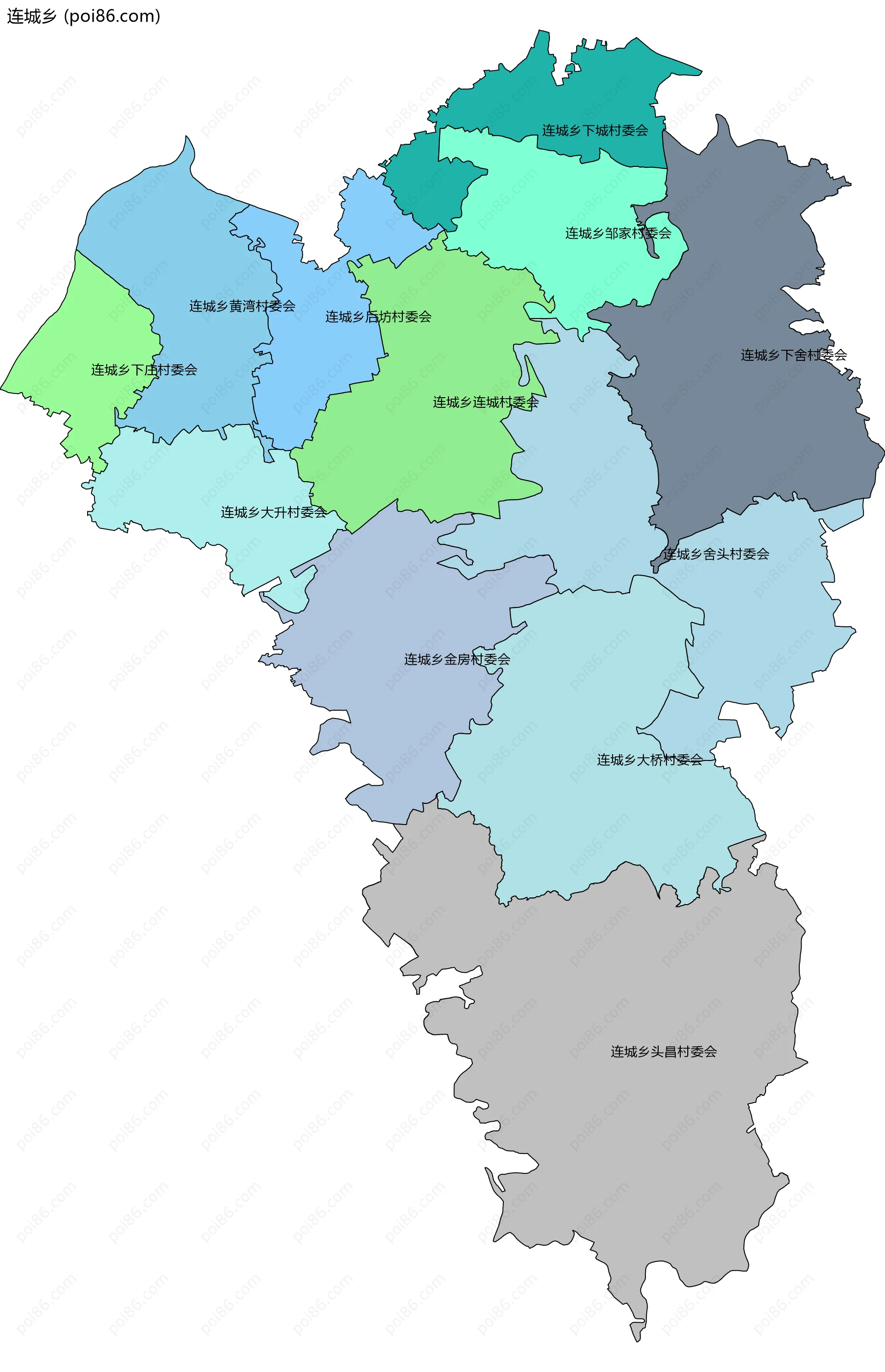 连城乡边界地图(五级行政区划)