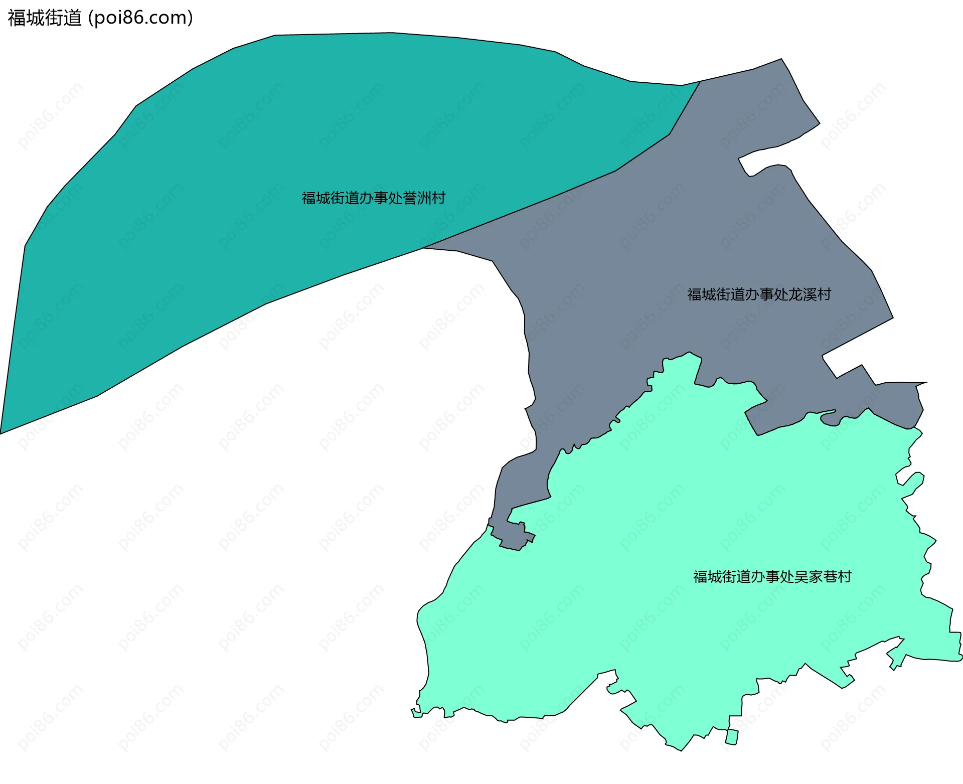 福城街道边界地图(五级行政区划)