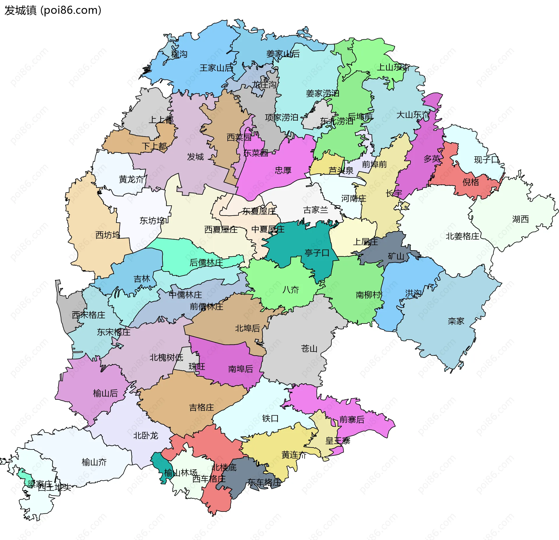 发城镇边界地图(五级行政区划)