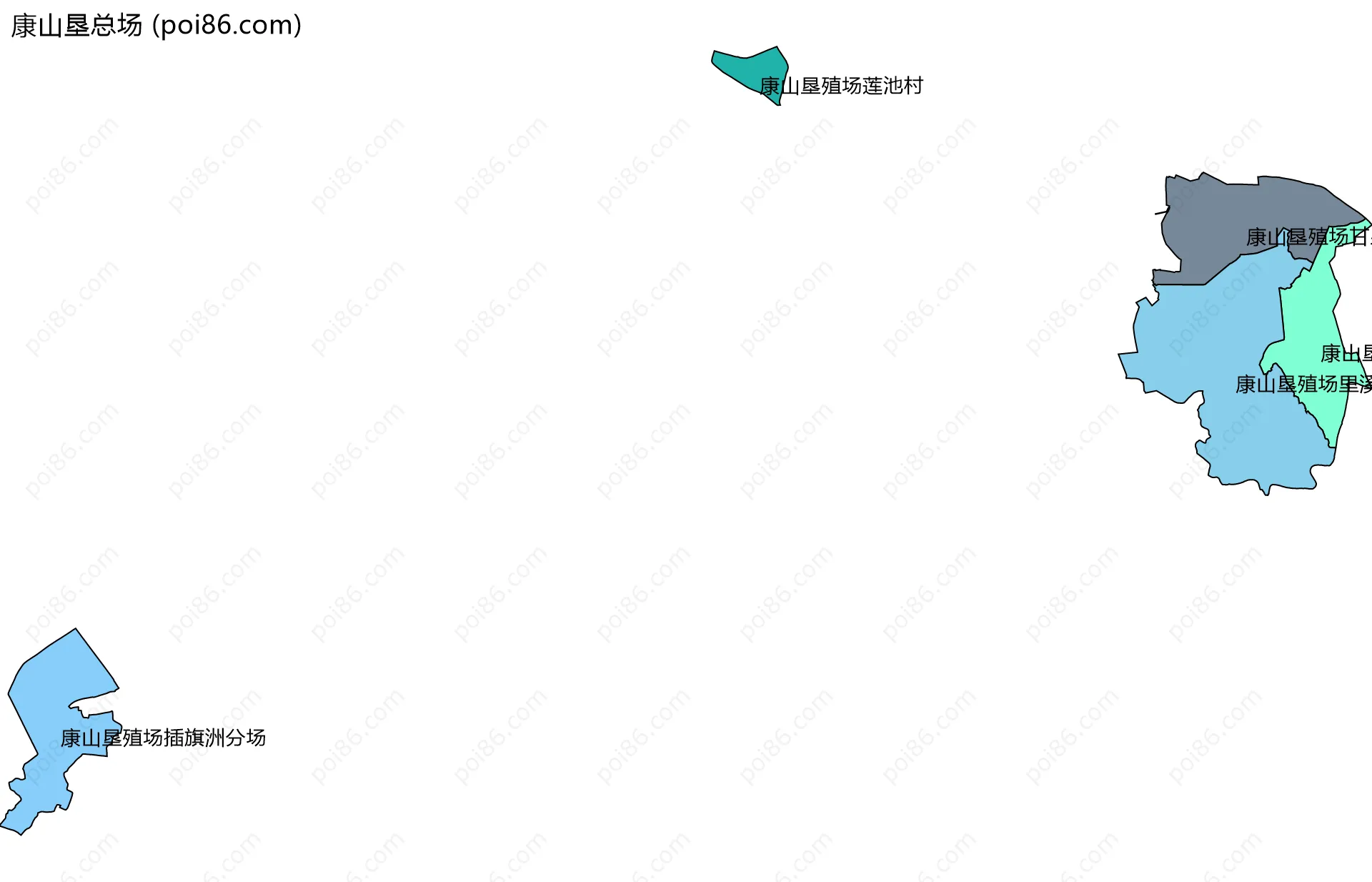 康山垦总场边界地图(五级行政区划)