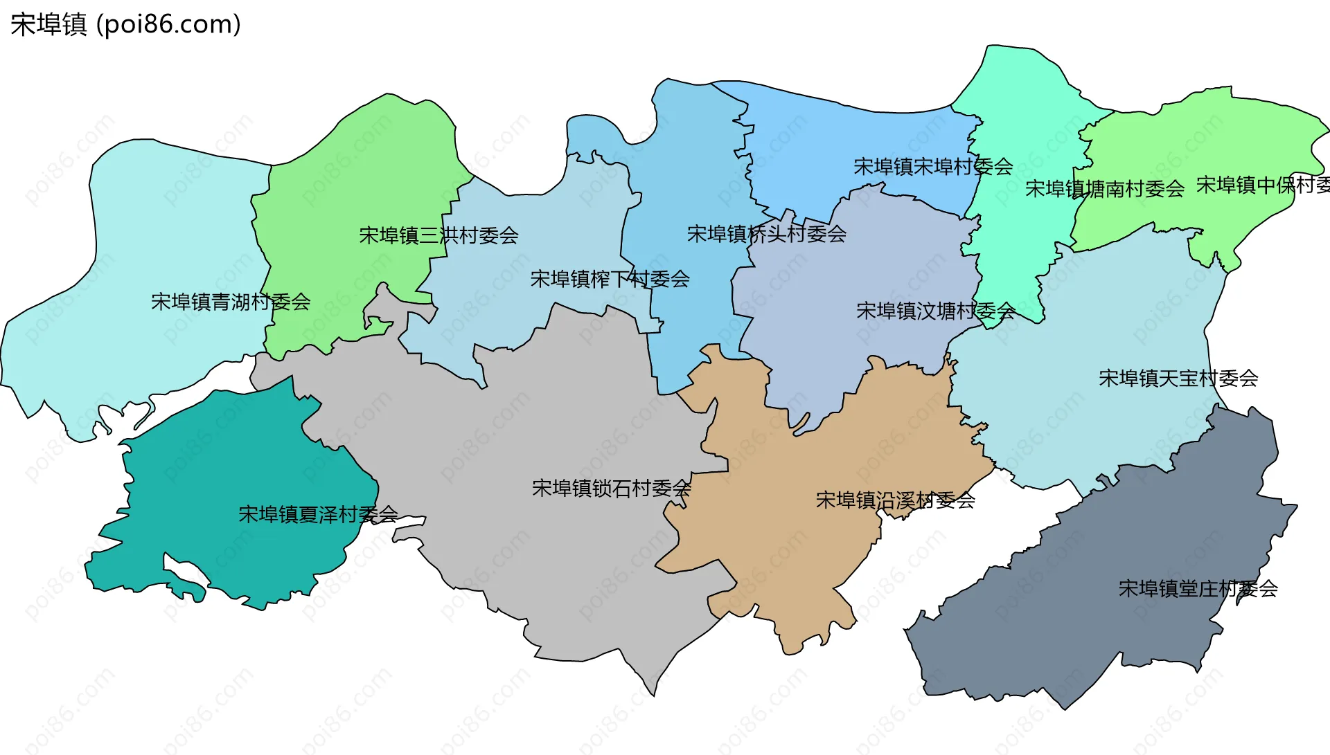宋埠镇边界地图(五级行政区划)