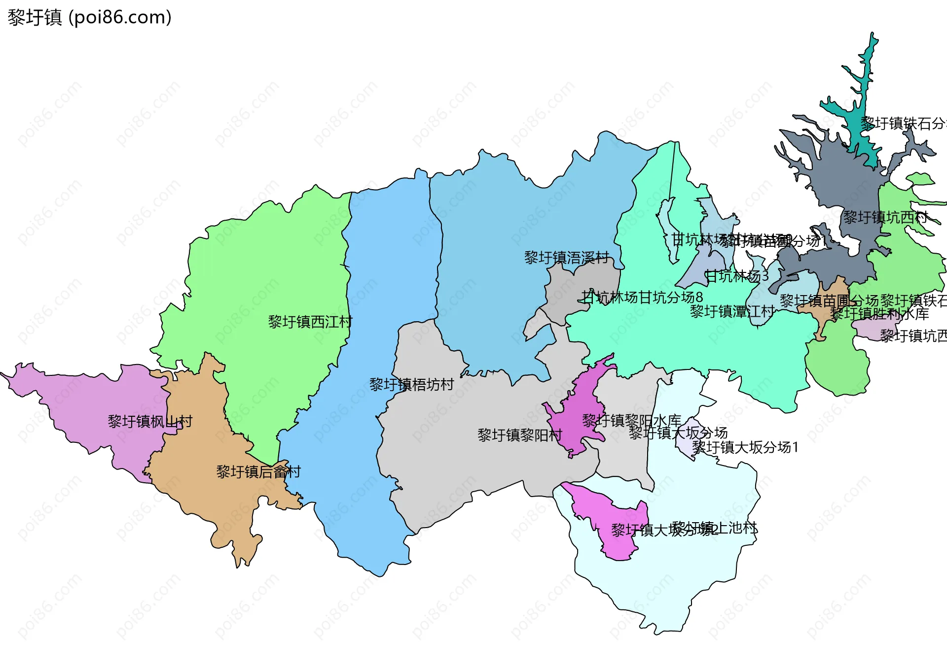 黎圩镇边界地图(五级行政区划)